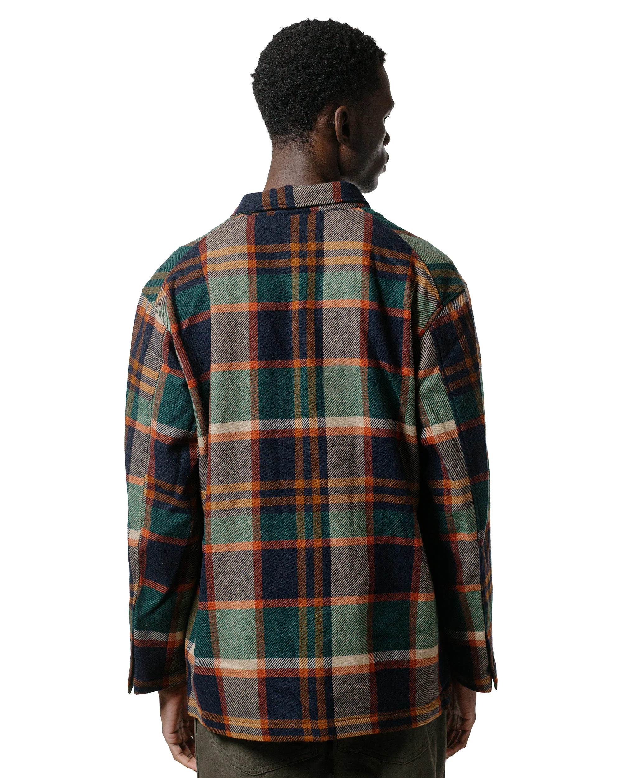 Engineered Garments Loiter Jacket Navy/Brown Heavy Wool Plaid - Image 3
