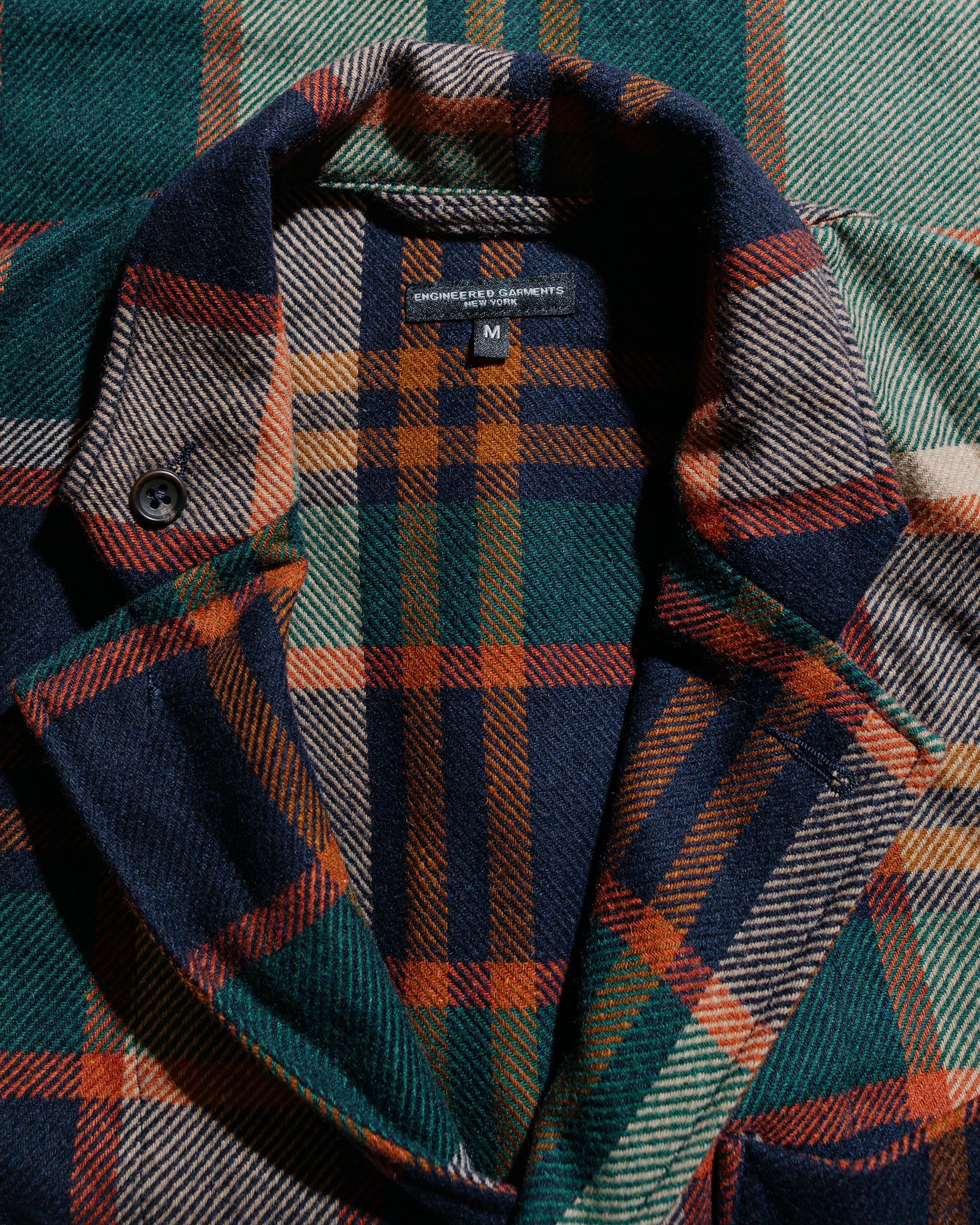 Engineered Garments Loiter Jacket Navy/Brown Heavy Wool Plaid - Image 5