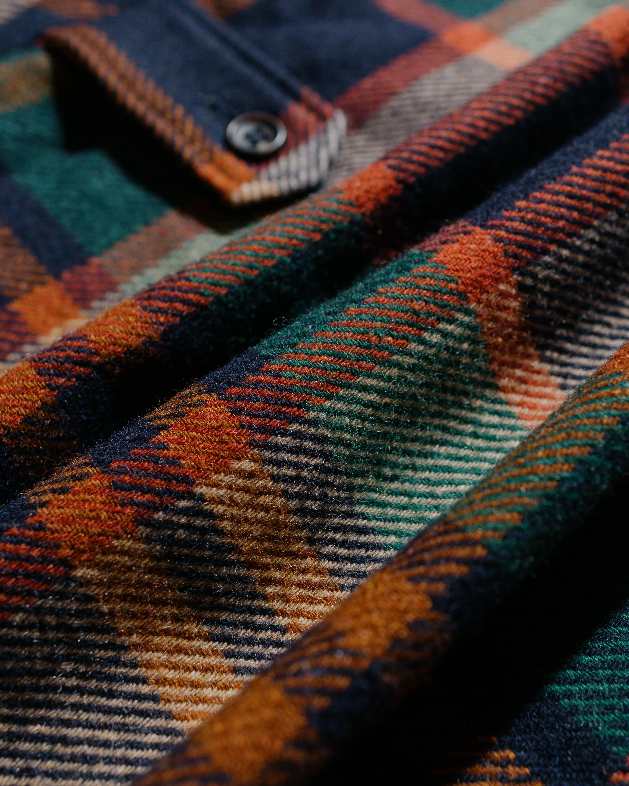 Engineered Garments Loiter Jacket Navy/Brown Heavy Wool Plaid - Image 6