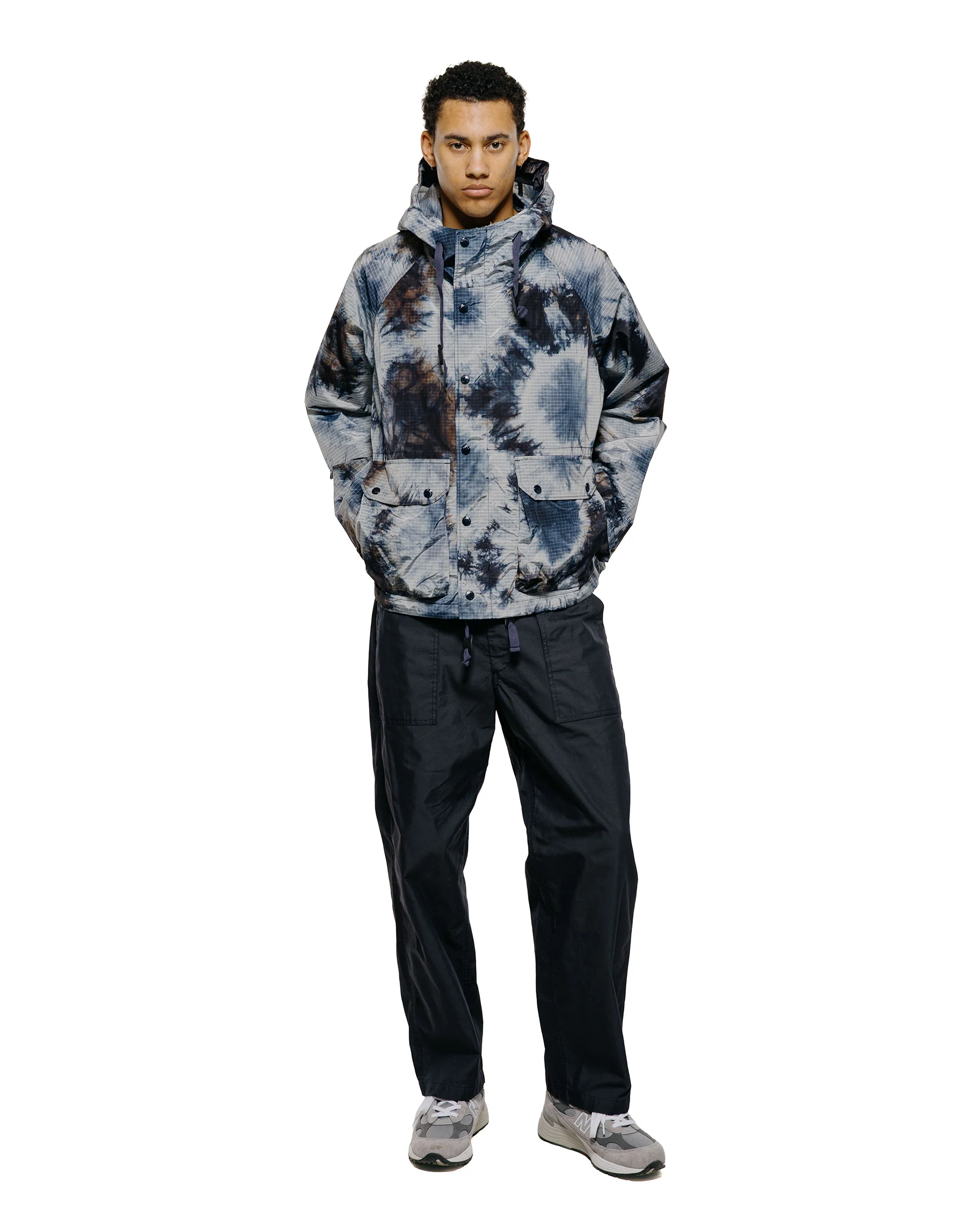 Engineered Garments Lt Parka Navy Nylon Tie Dye Print Ripstop - Image 4