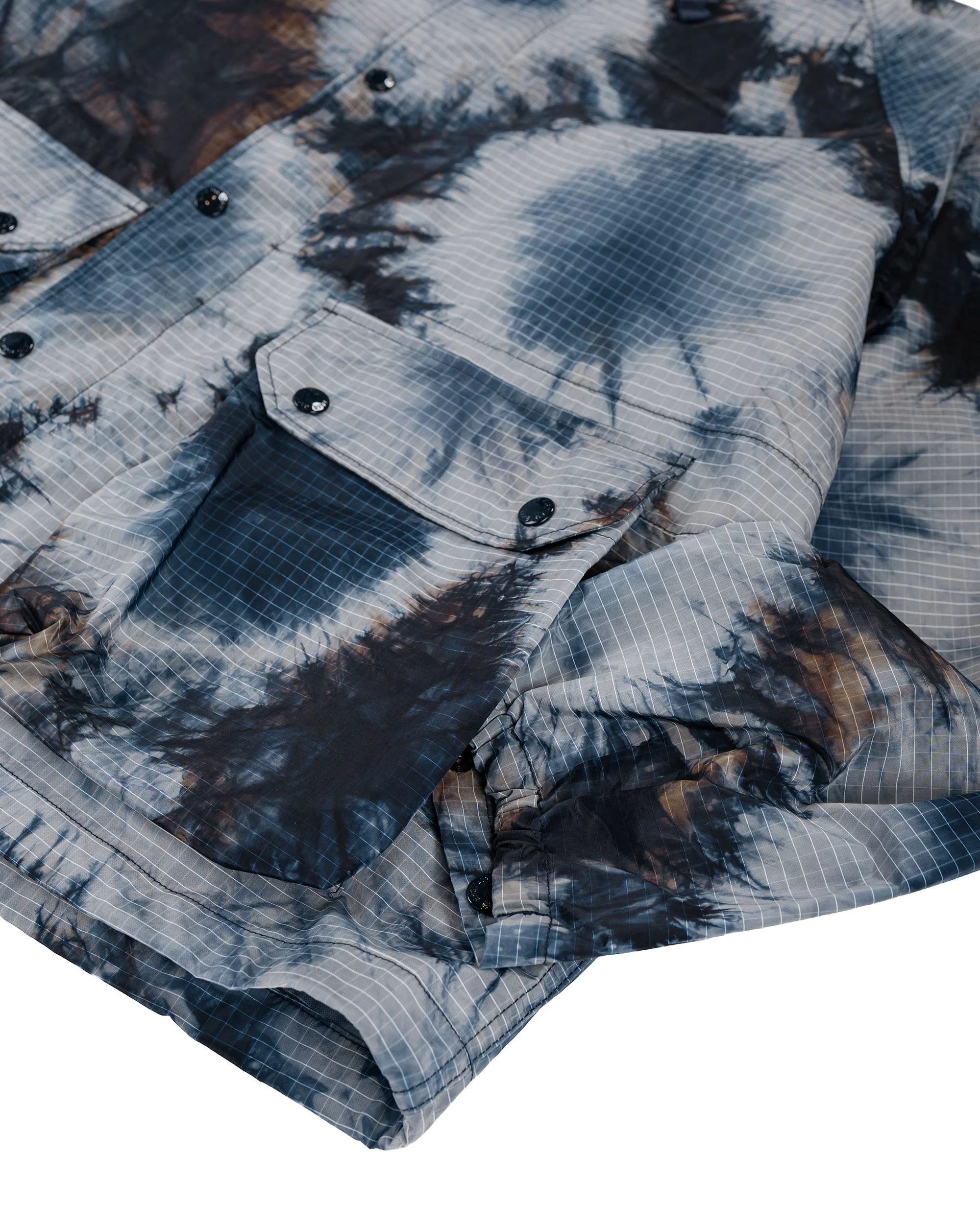 Engineered Garments Lt Parka Navy Nylon Tie Dye Print Ripstop - Image 5