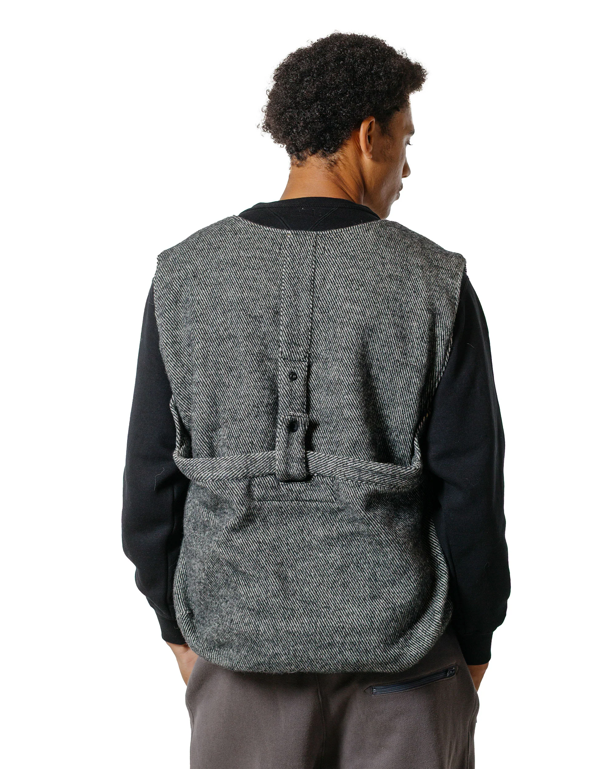 Engineered Garments Newsboy Vest Black Wool Shaggy Twill - Image 3