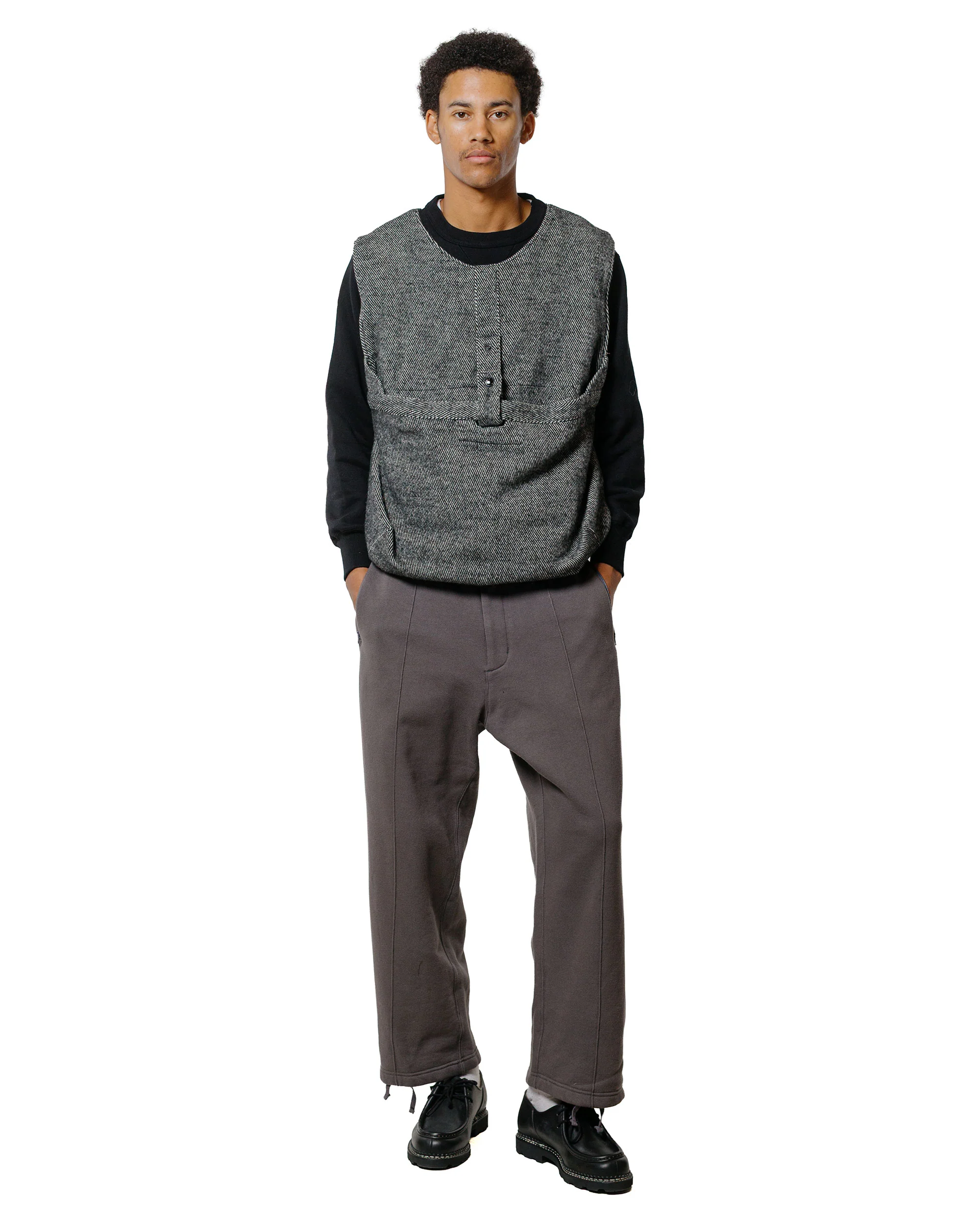 Engineered Garments Newsboy Vest Black Wool Shaggy Twill - Image 4