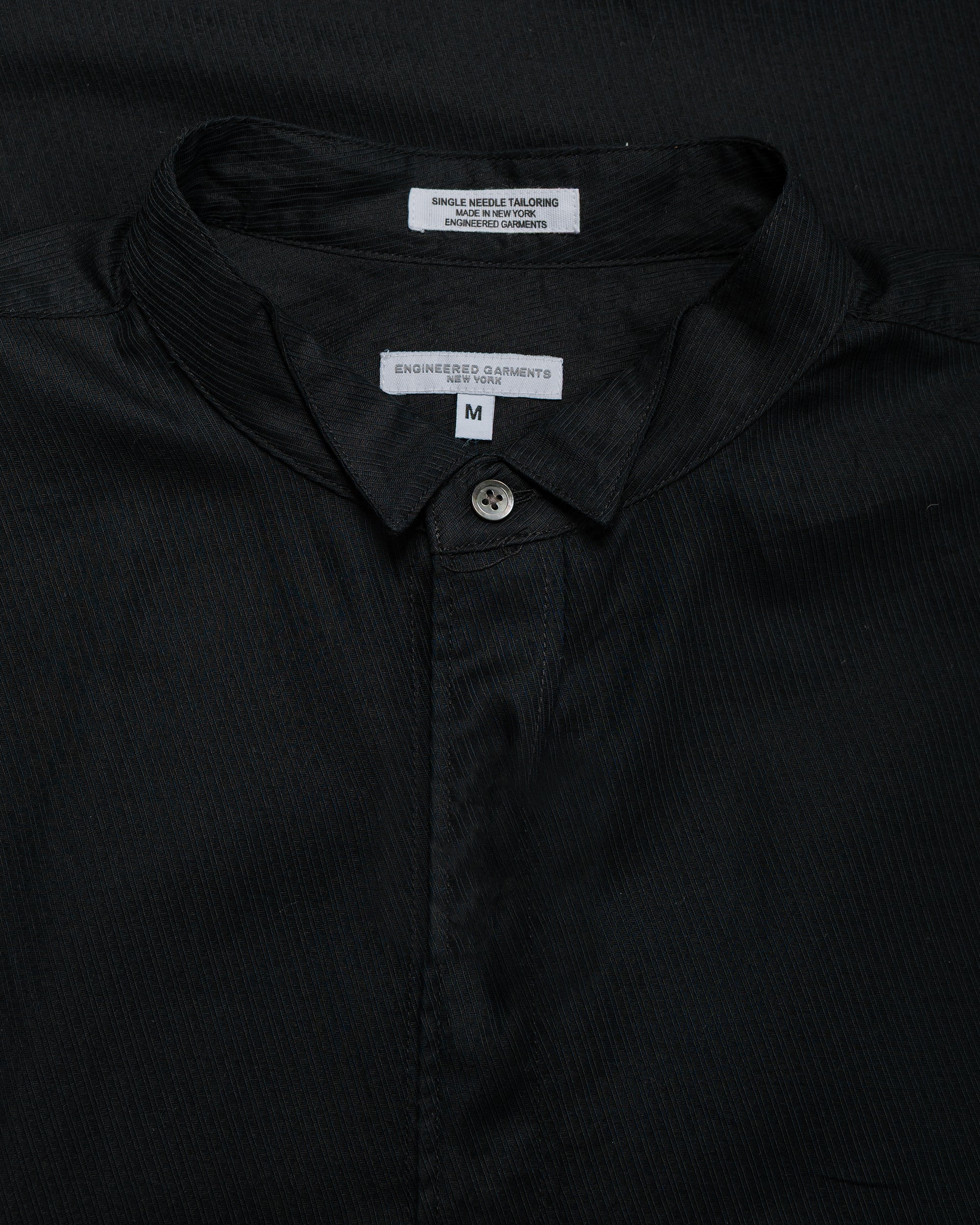 Engineered Garments Wing Collar Shirt Black Cotton Diagonal Dobby Stripe - Image 5