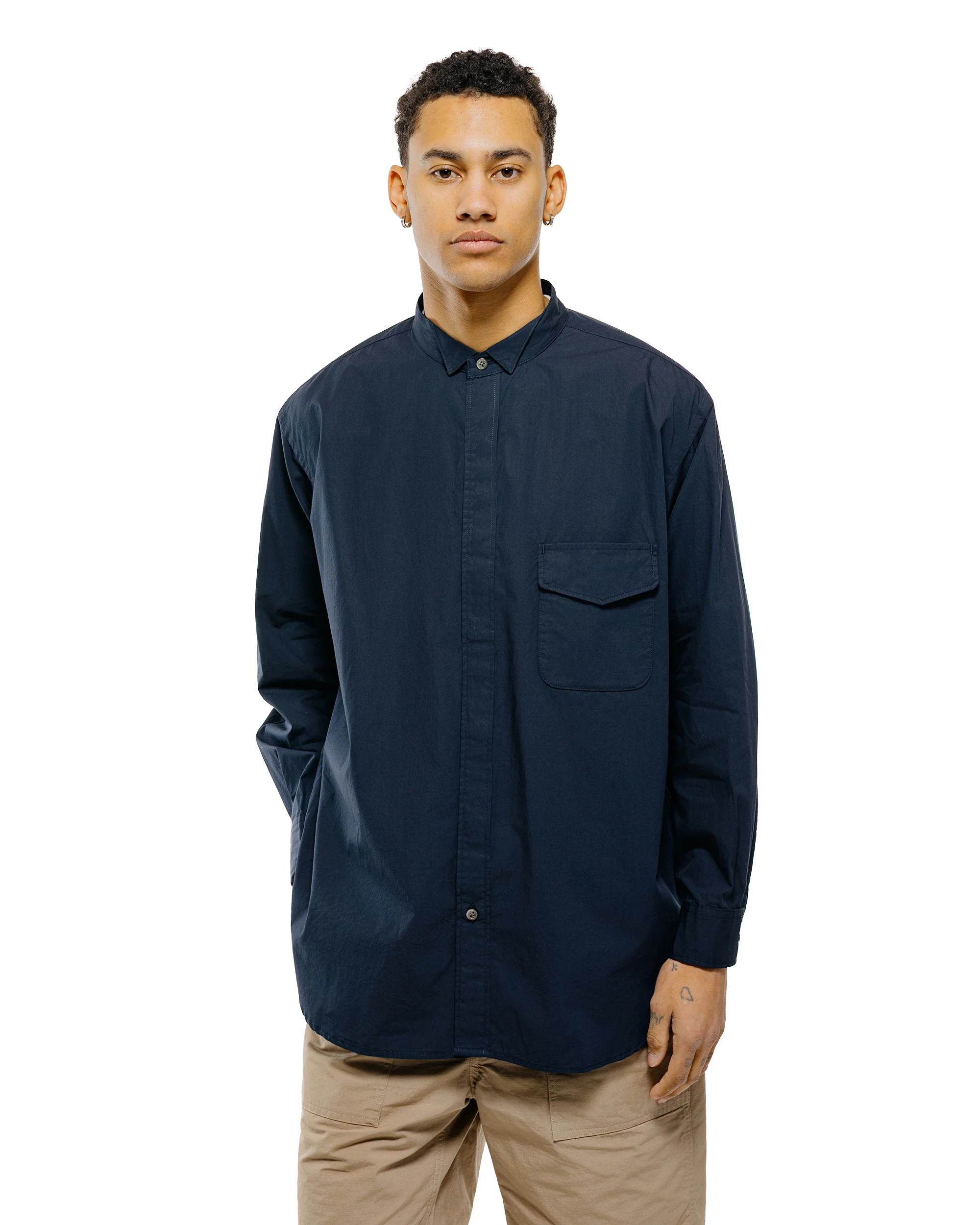 Engineered Garments Wing Collar Shirt Dark Navy Cotton Broadcloth - Image 2