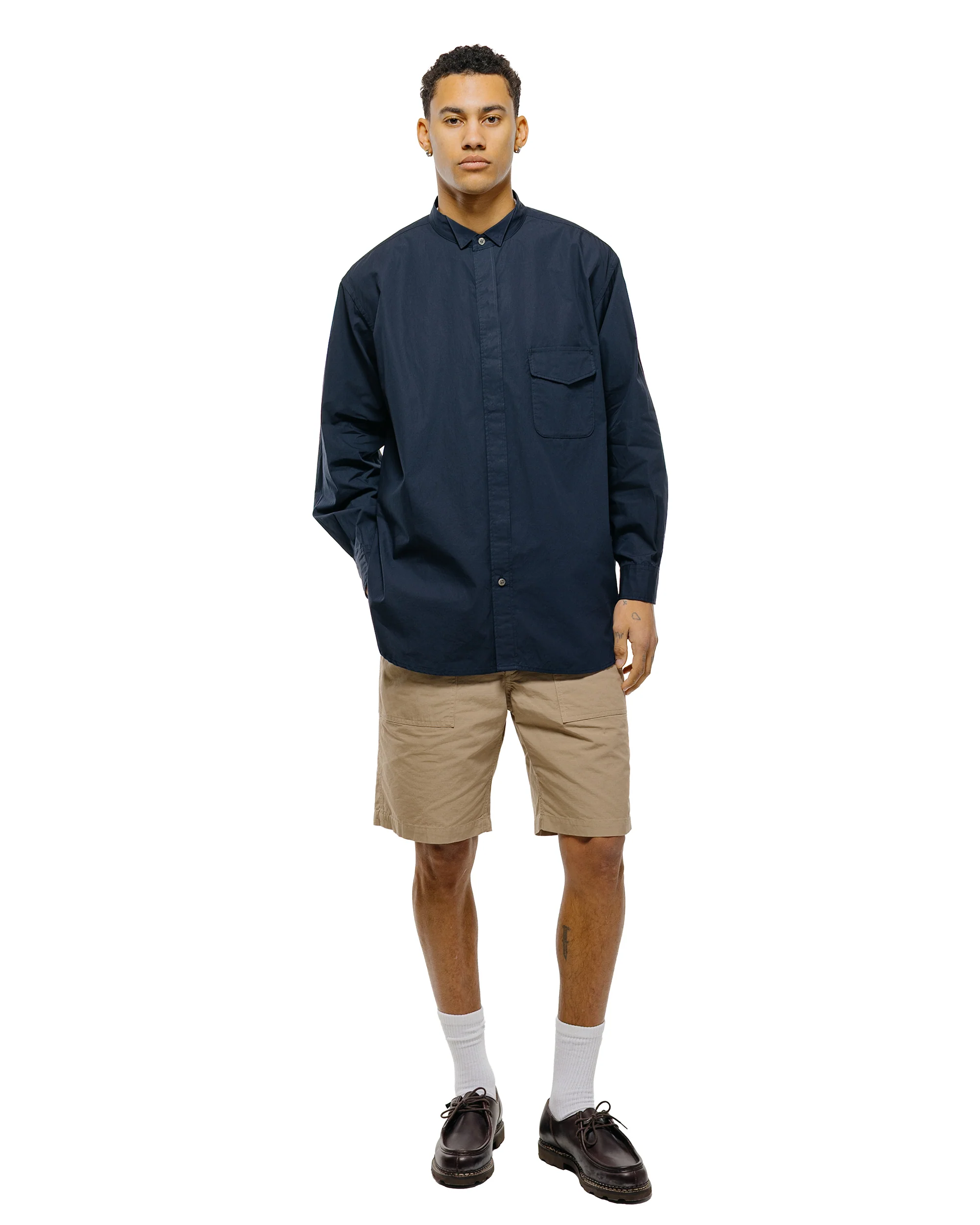 Engineered Garments Wing Collar Shirt Dark Navy Cotton Broadcloth - Image 4