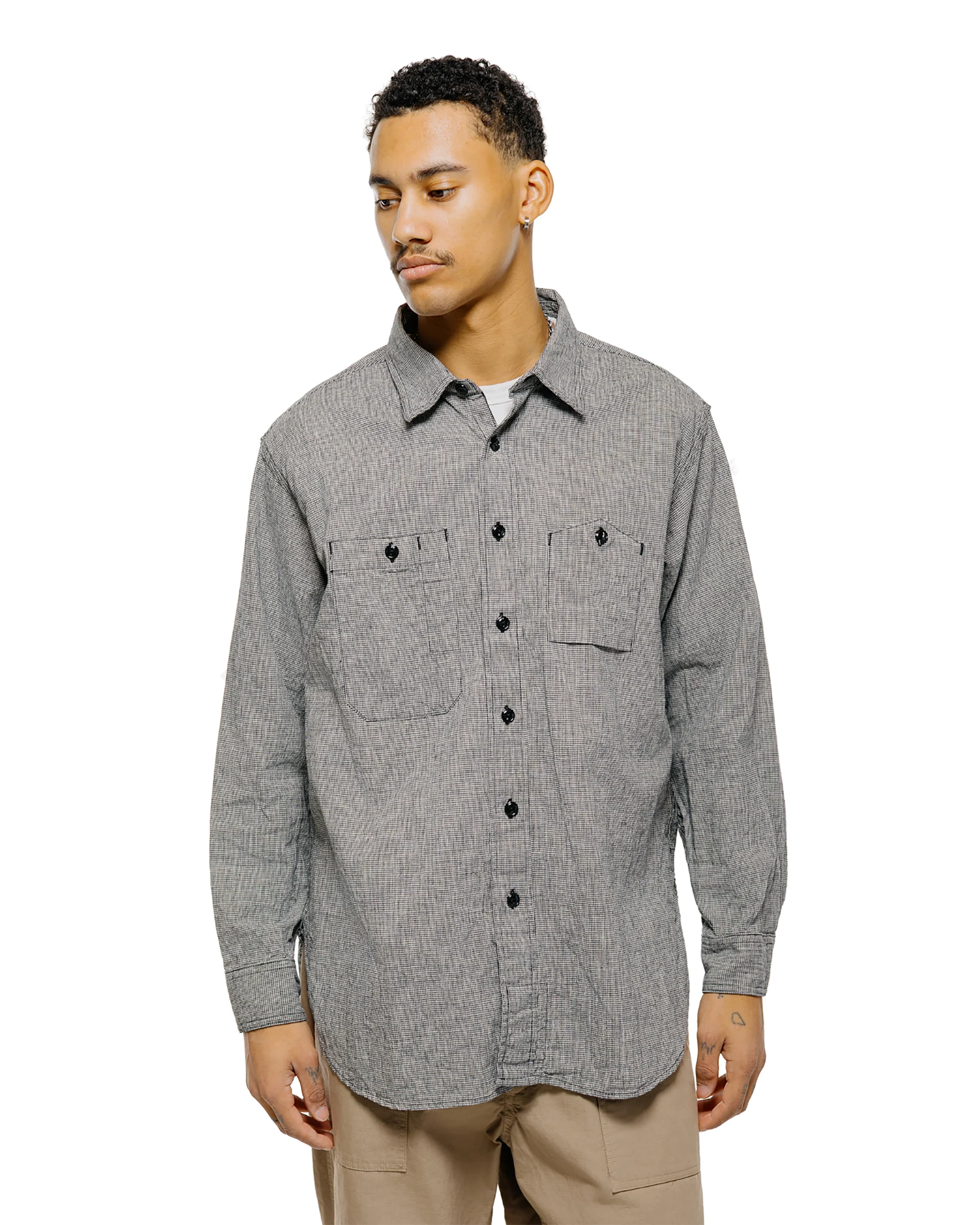 Engineered Garments Work Shirt Black/Grey CL Houndstooth - Image 2