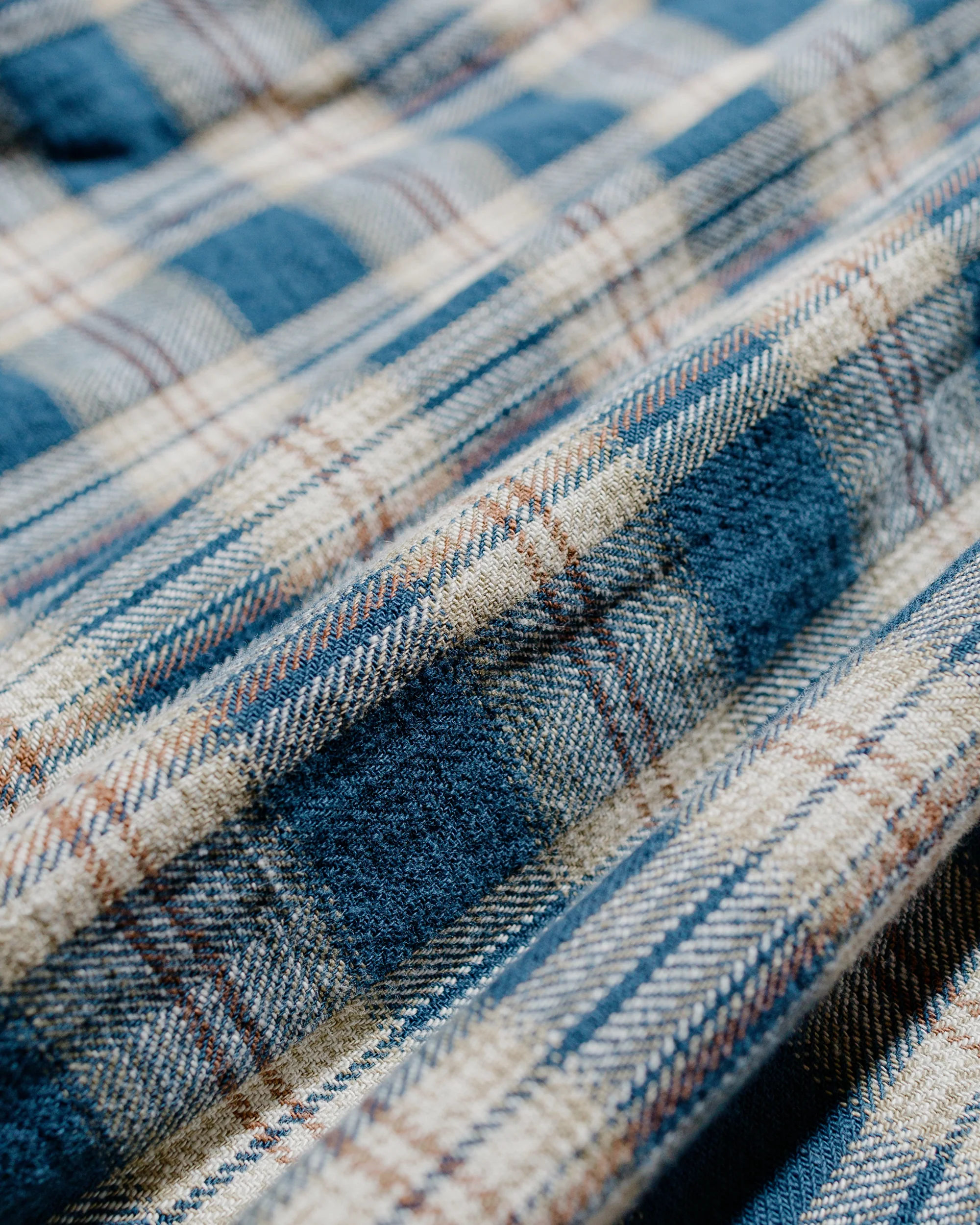 Engineered Garments Work Shirt Navy Cotton Plaid Jacquard - Image 6