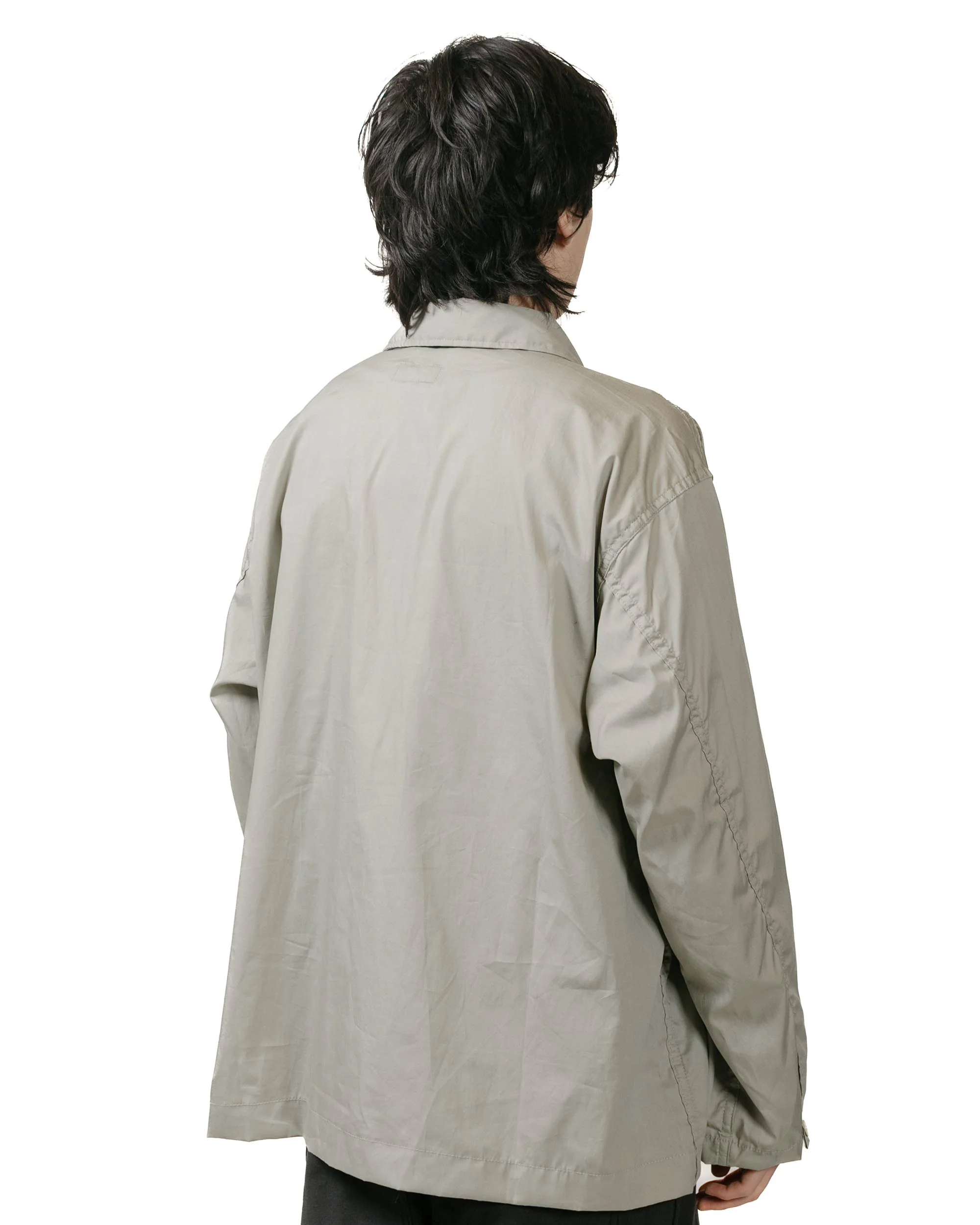 Engineered Garments Workaday Army Pop Over Shirt Light Grey Superfine Poplin - Image 3