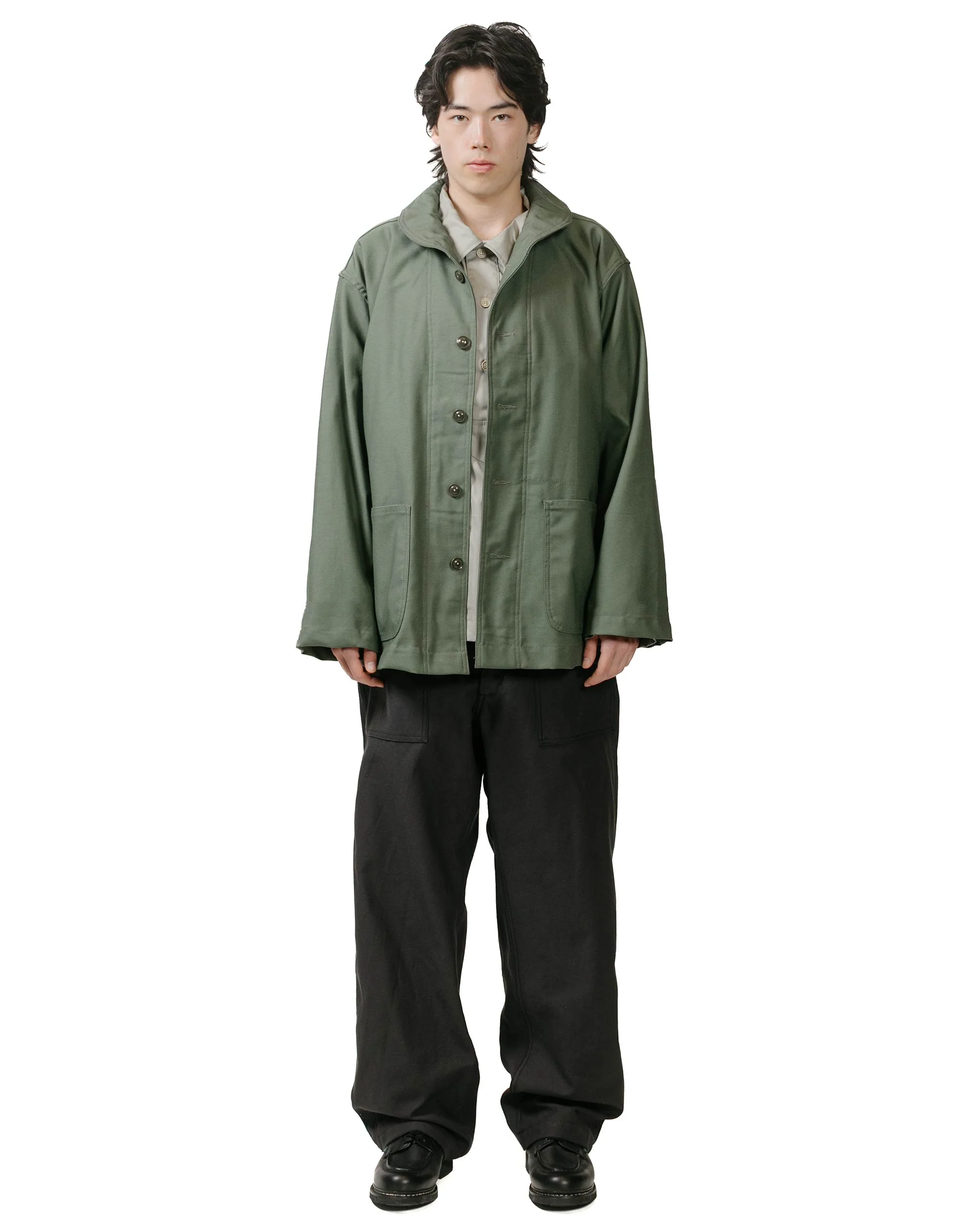 Engineered Garments Workaday Army Pop Over Shirt Light Grey Superfine Poplin - Image 4
