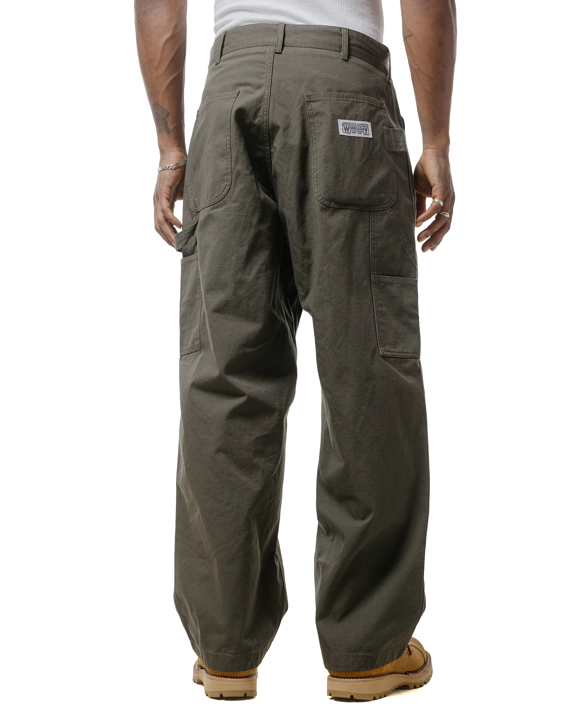 Engineered Garments Workaday Painter Pant Olive Heavyweight Cotton Ripstop - Image 3