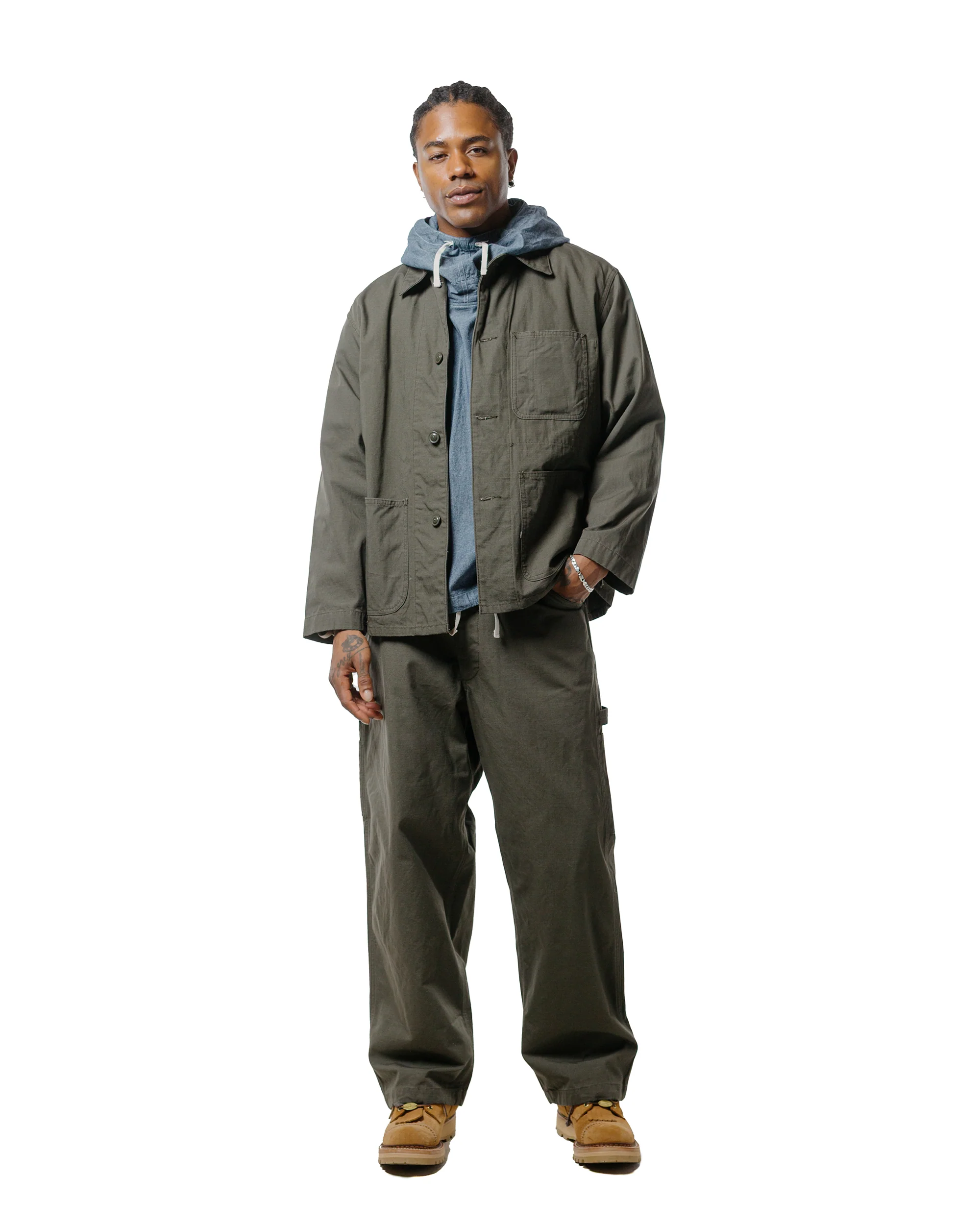 Engineered Garments Workaday Salvage Smock Indigo 4.5oz Cotton Chambray - Image 4