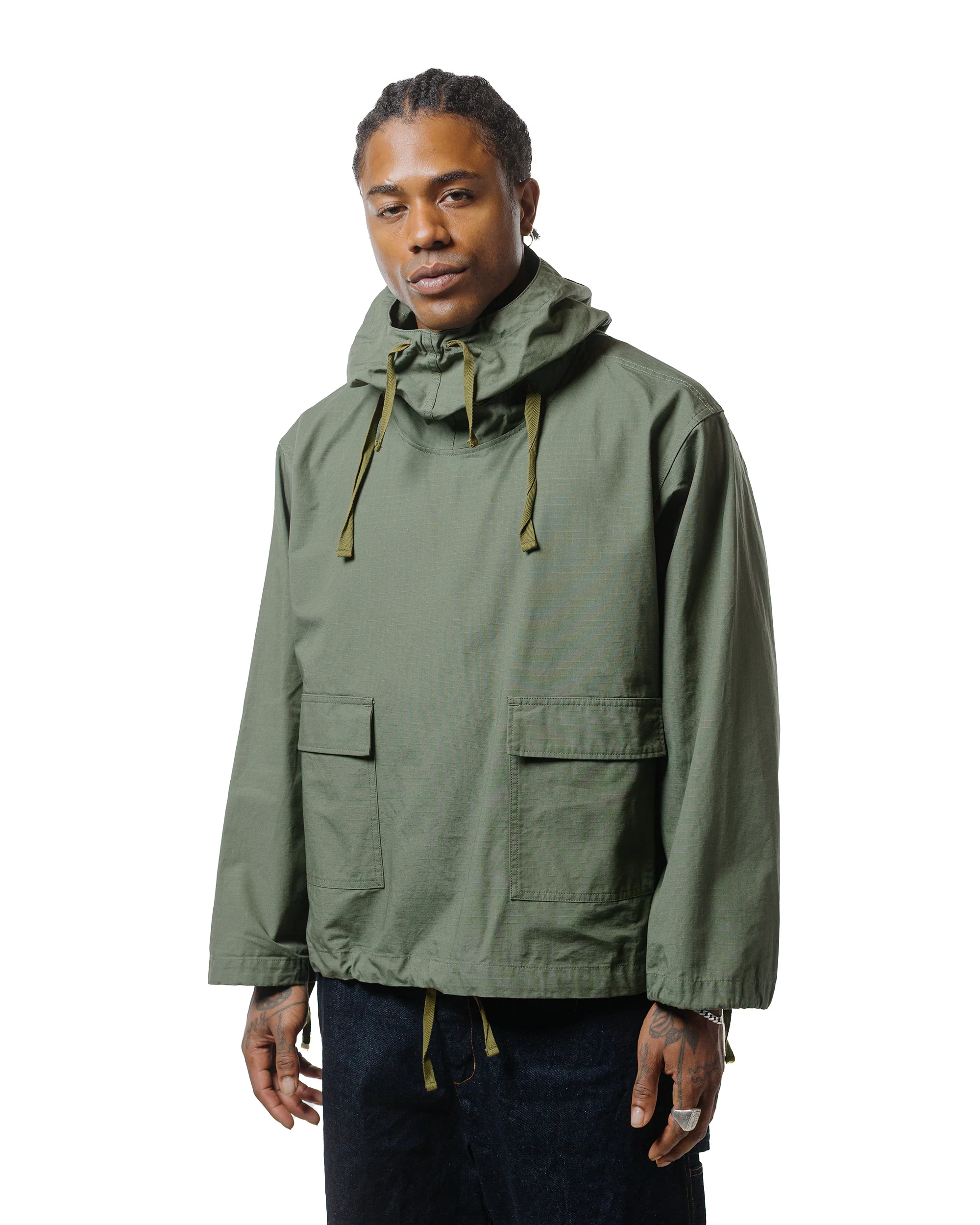 Engineered Garments Workaday Salvage Smock Olive Cotton Ripstop - Image 2