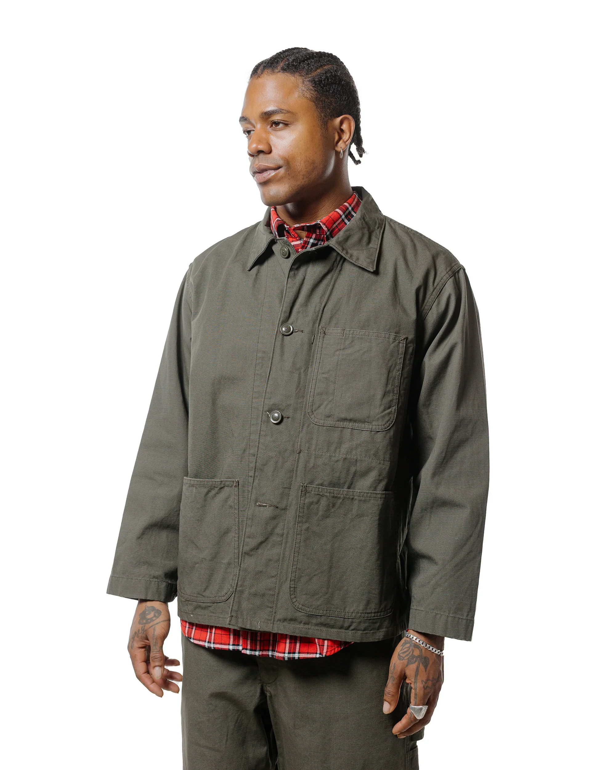 Engineered Garments Workaday Utility Jacket Olive Heavyweight Cotton Ripstop - Image 2
