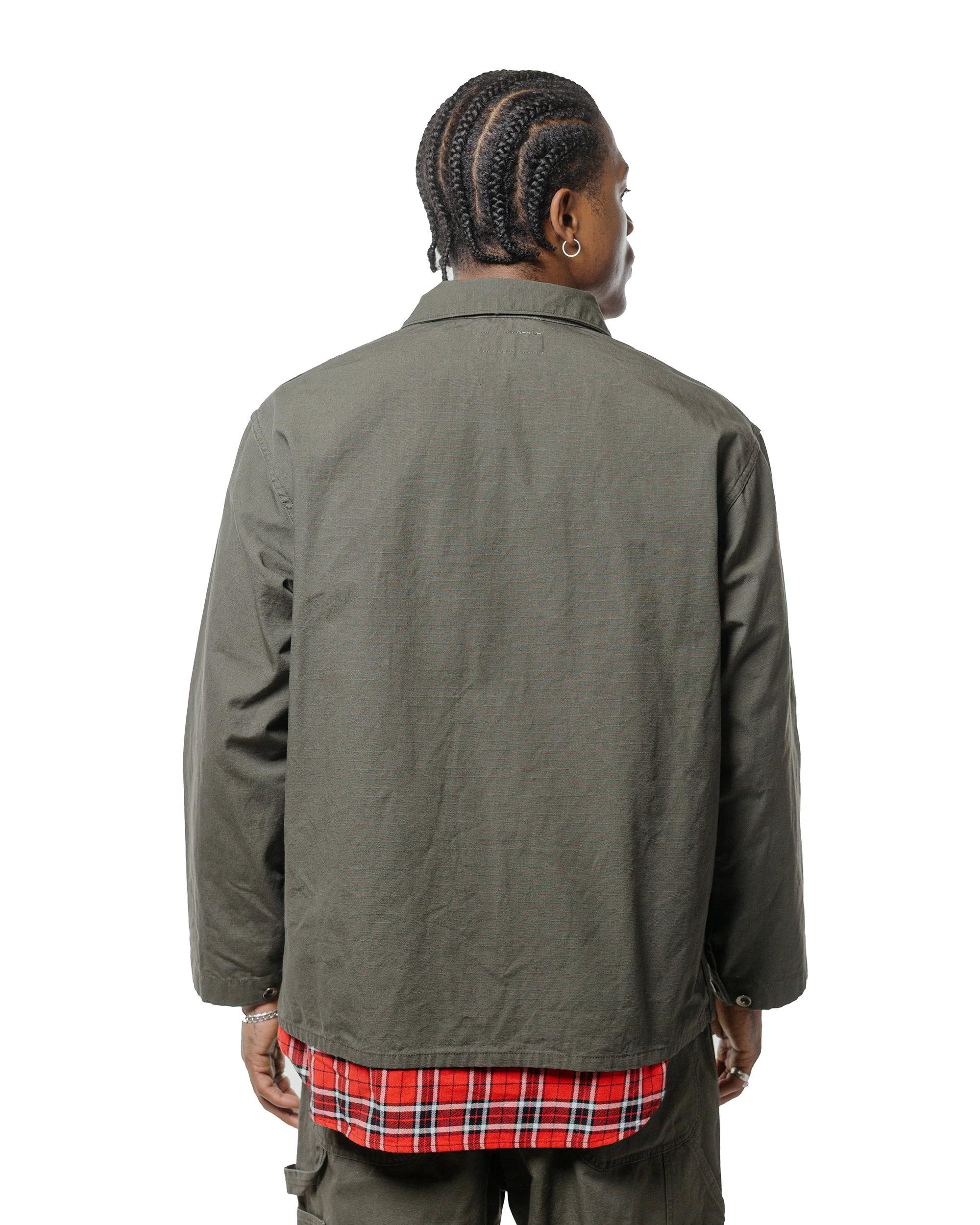 Engineered Garments Workaday Utility Jacket Olive Heavyweight Cotton Ripstop - Image 3