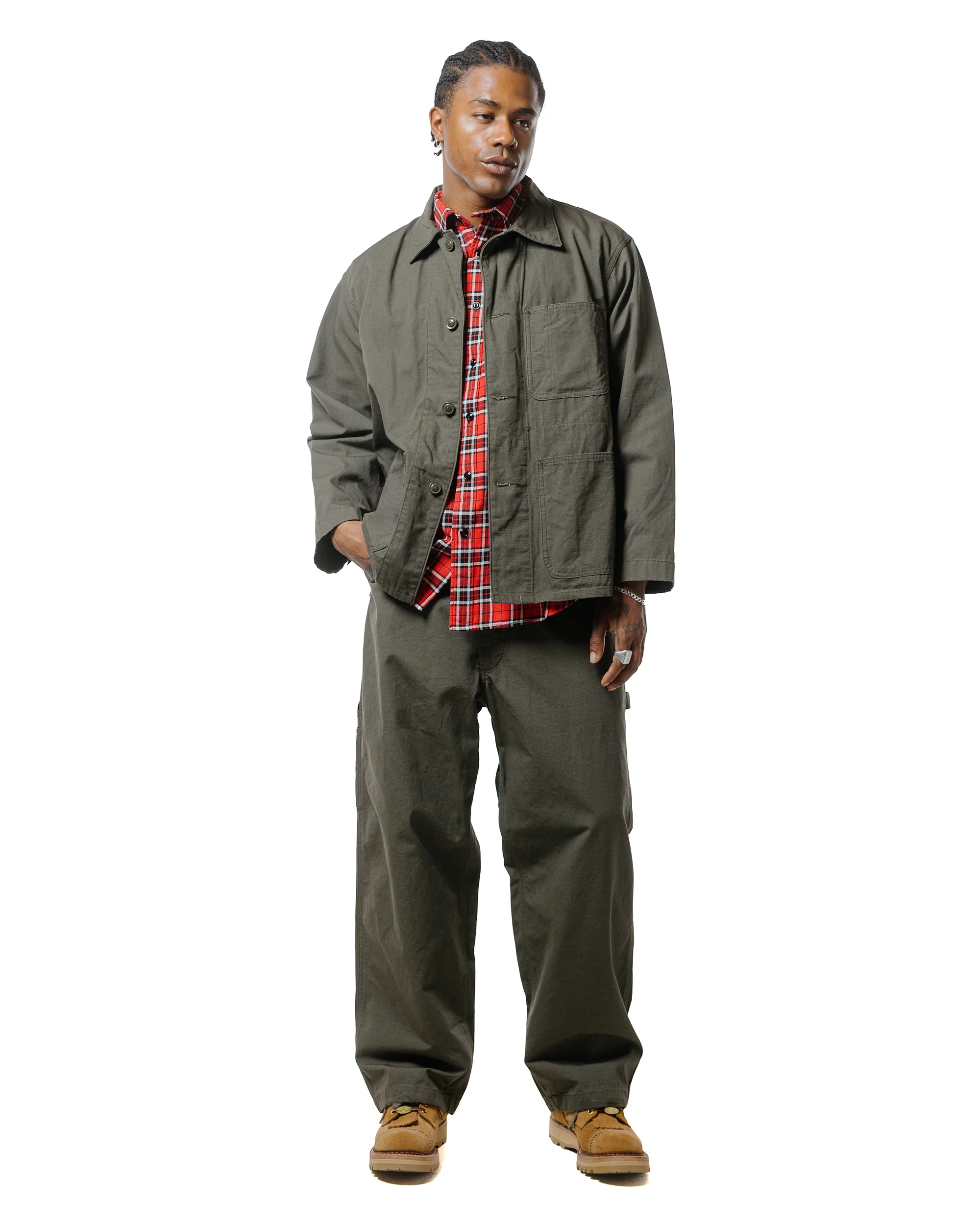 Engineered Garments Workaday Utility Jacket Olive Heavyweight Cotton Ripstop - Image 4