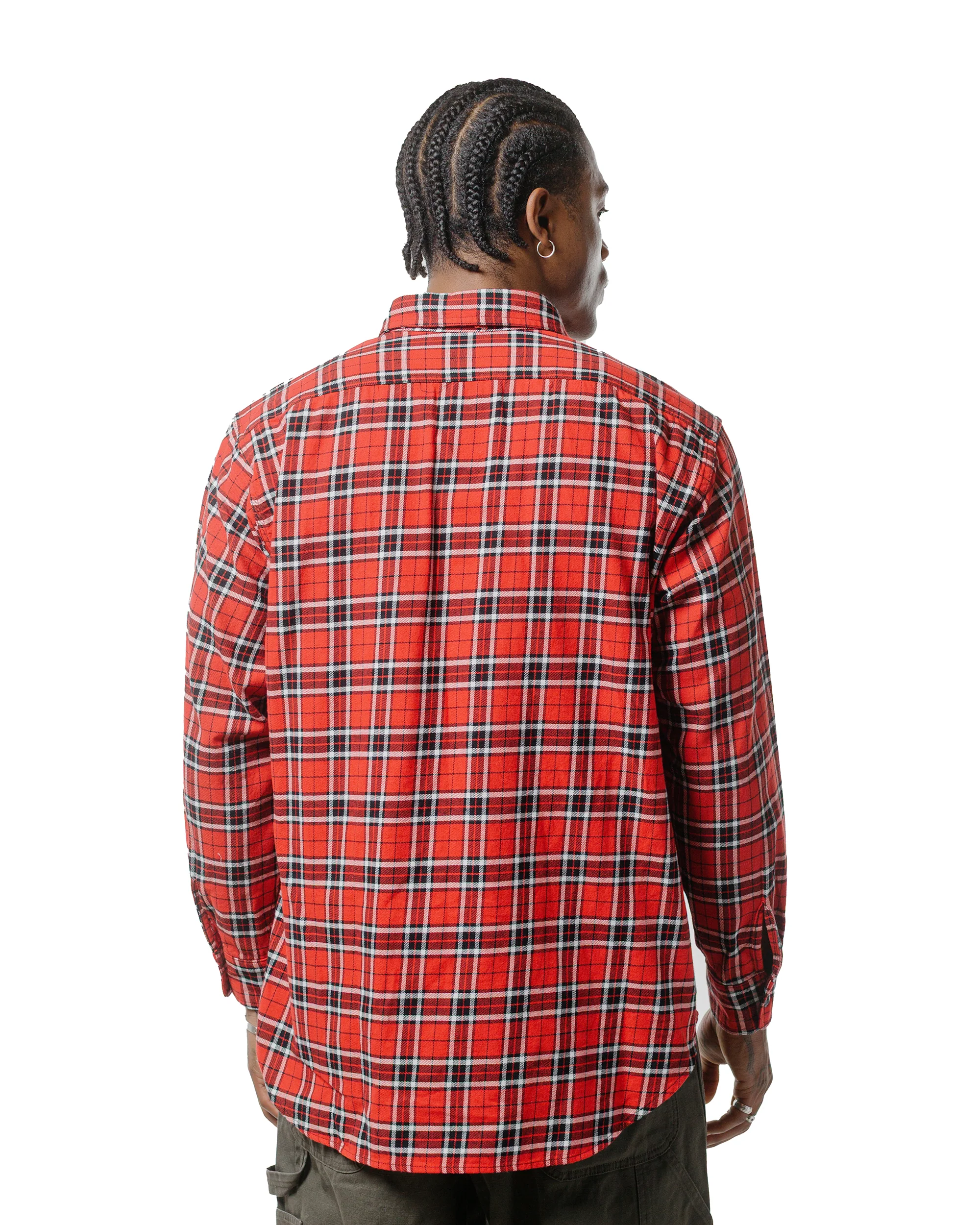 Engineered Garments Workaday Utility Shirt Red Cotton Twill Plaid - Image 3