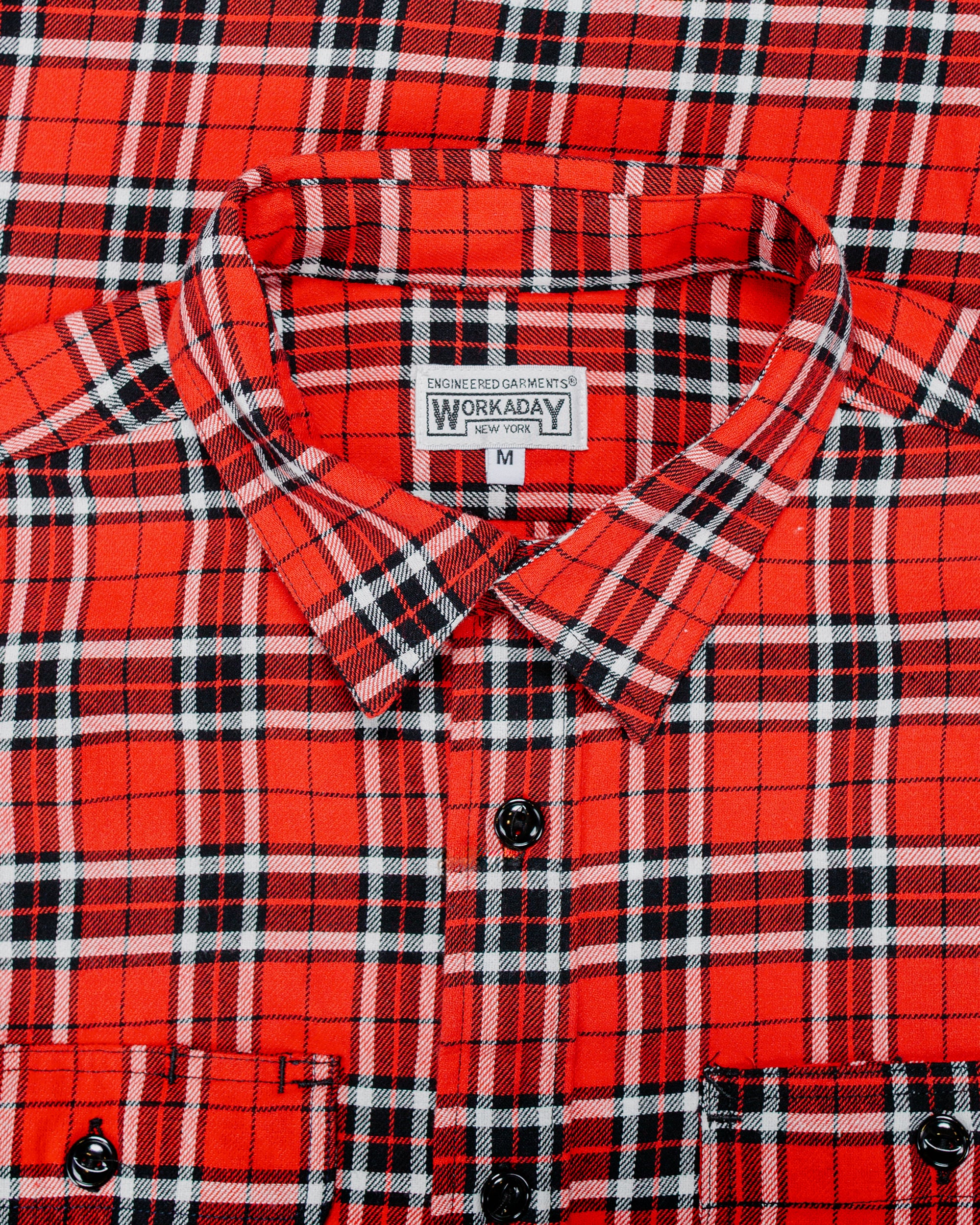 Engineered Garments Workaday Utility Shirt Red Cotton Twill Plaid - Image 5