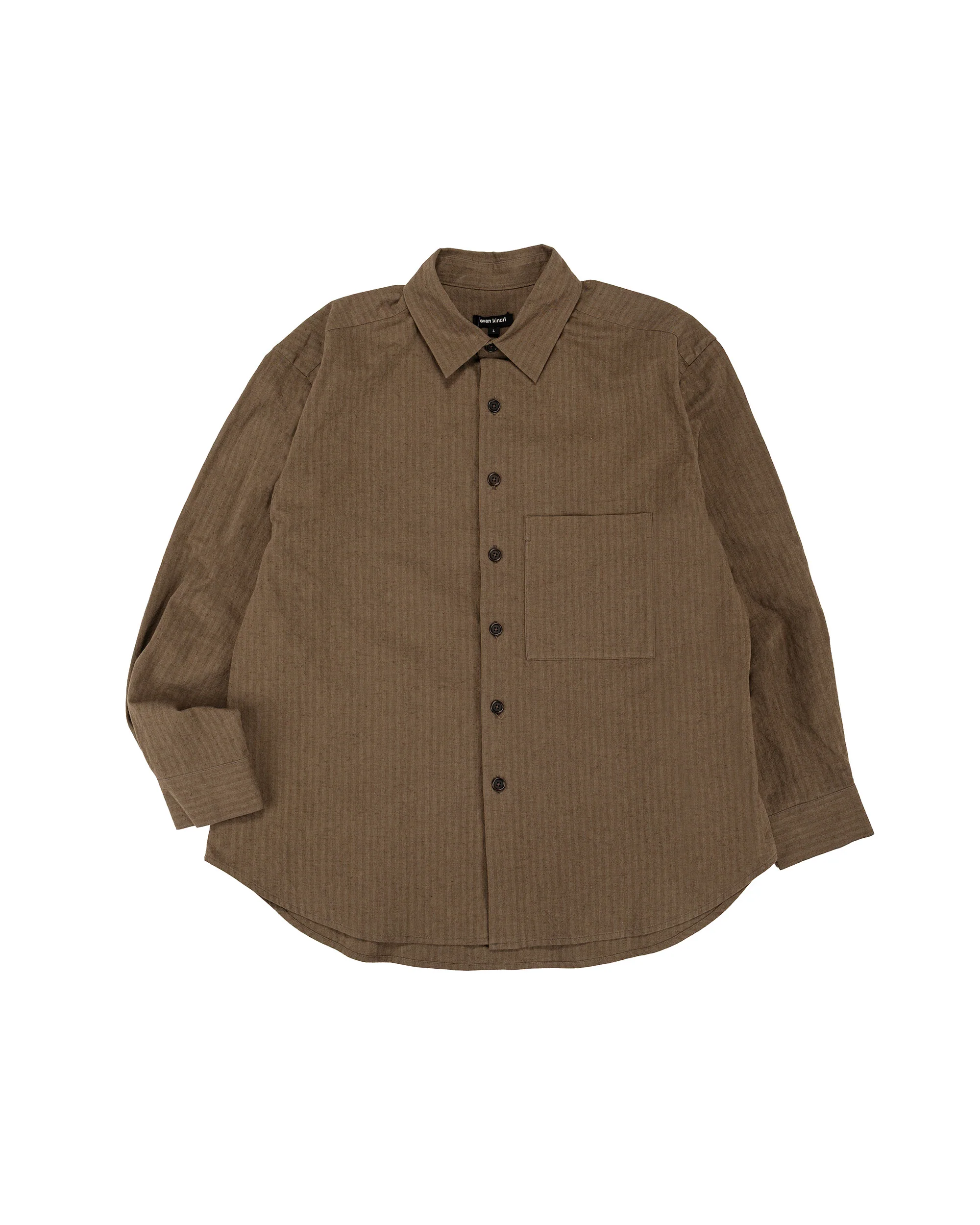 evan kinori Big Shirt Two Hemp/Cotton Stripe Charcoal/Dark Olive