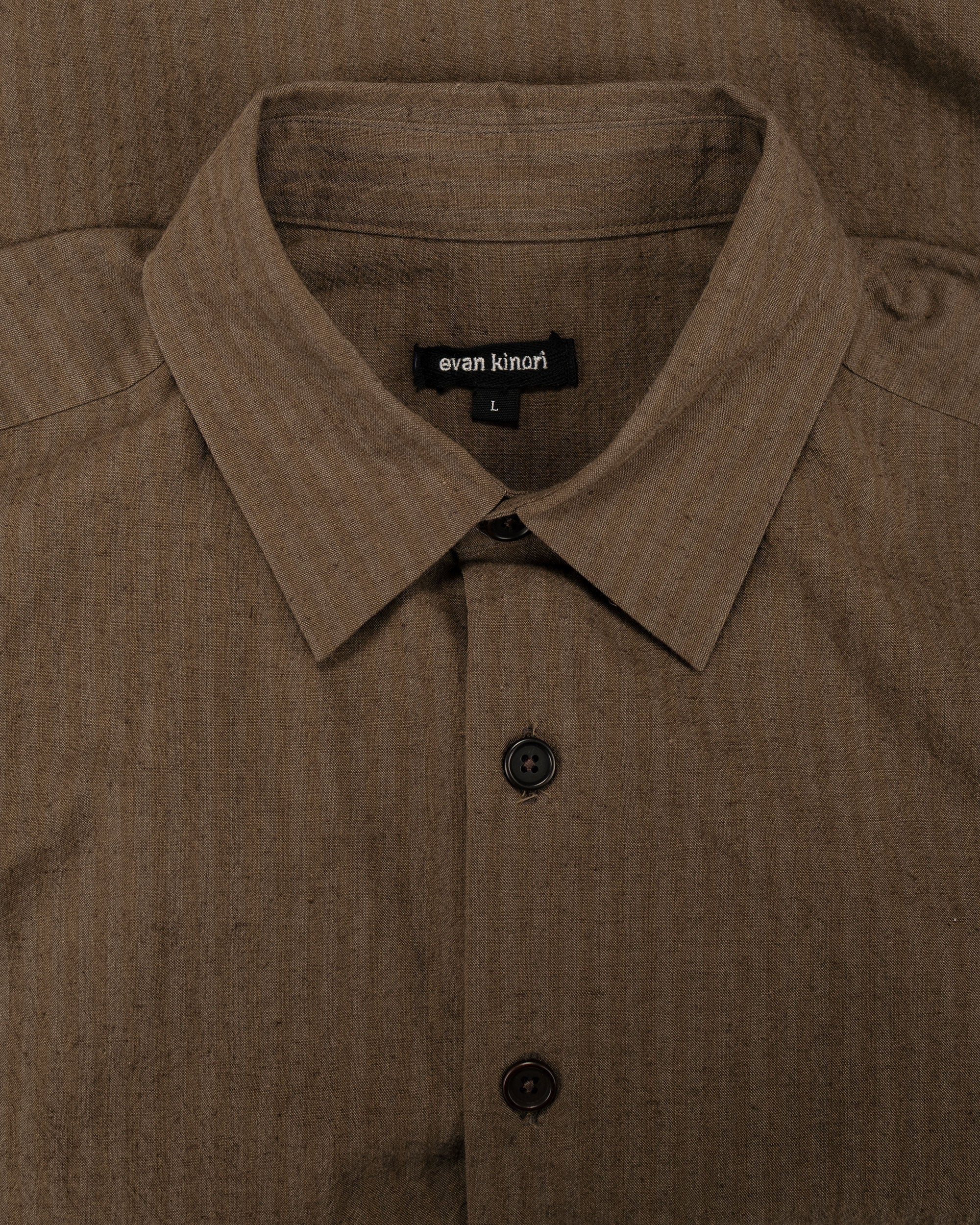 evan kinori Big Shirt Two Hemp/Cotton Stripe Charcoal/Dark Olive - Image 5