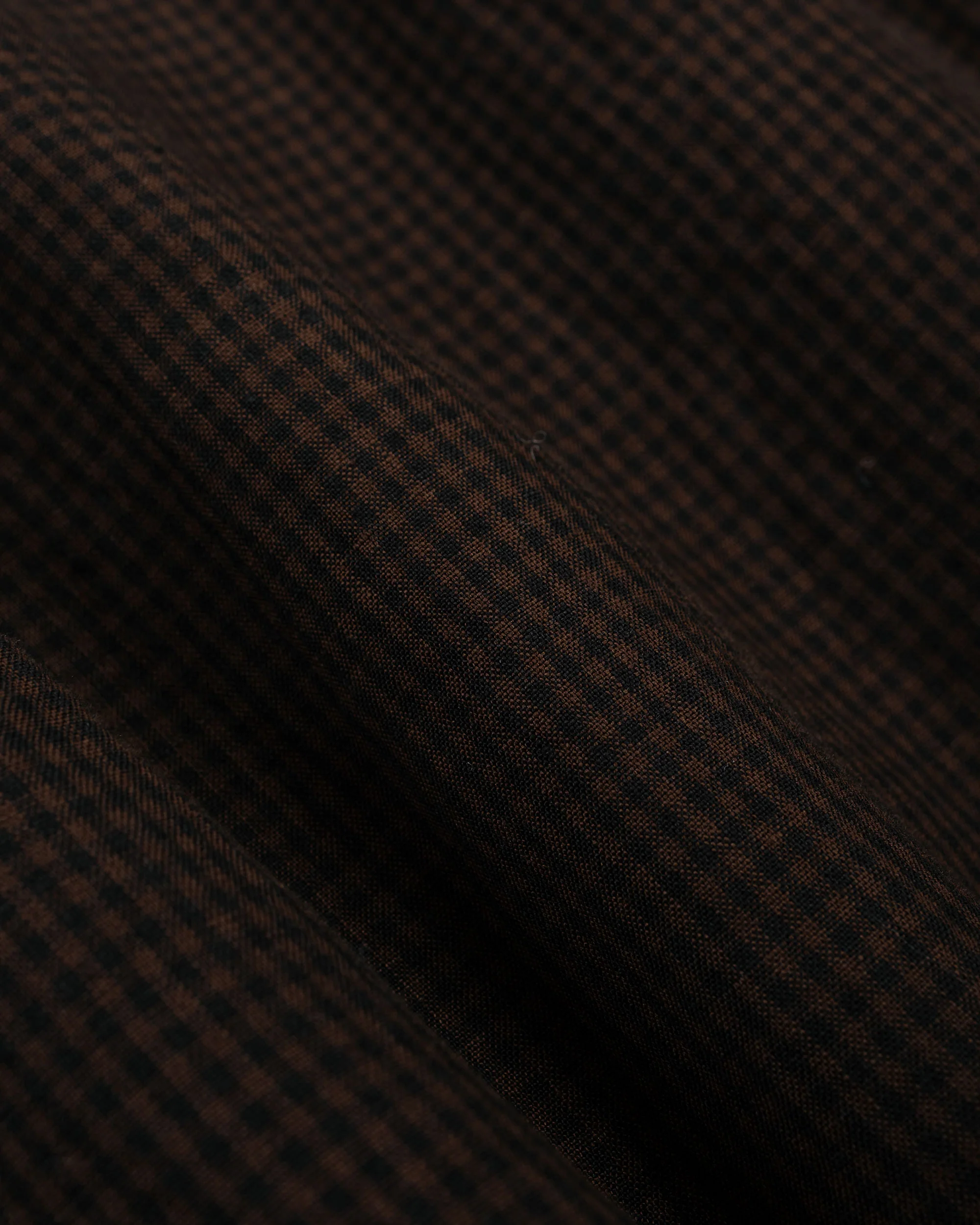 evan kinori Big Shirt Two Overdyed Linen Check Brown/Black Logwood Overdye - Image 5