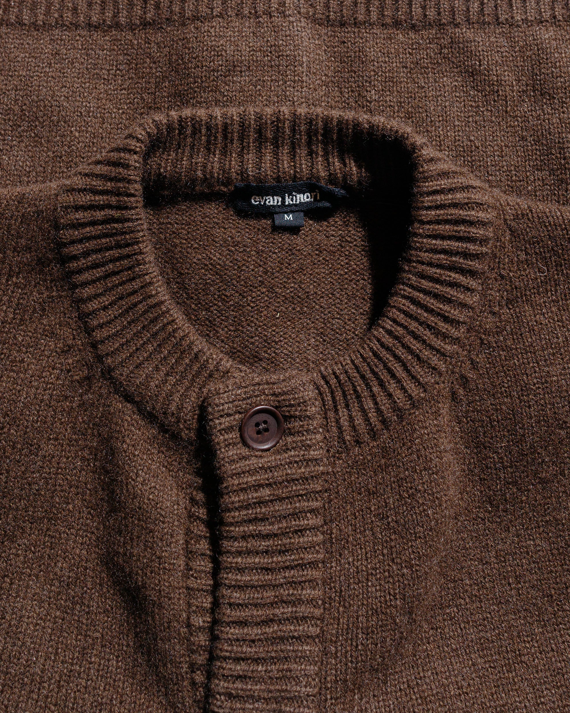 evan kinori Crewneck Cardigan Undyed Yak Wool Dark Brown - Image 5