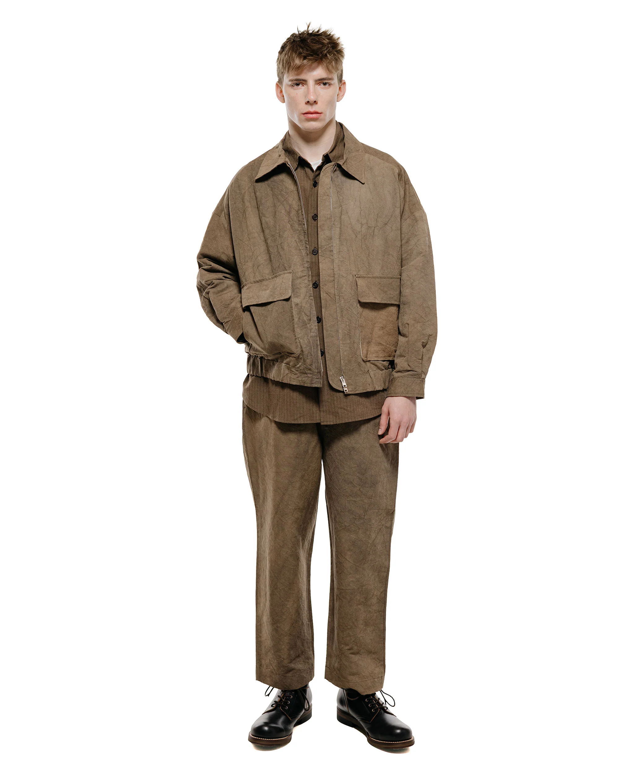evan kinori Elastic Pant Natural Dye Twill Brown Persimmon/Iron Dye - Image 4