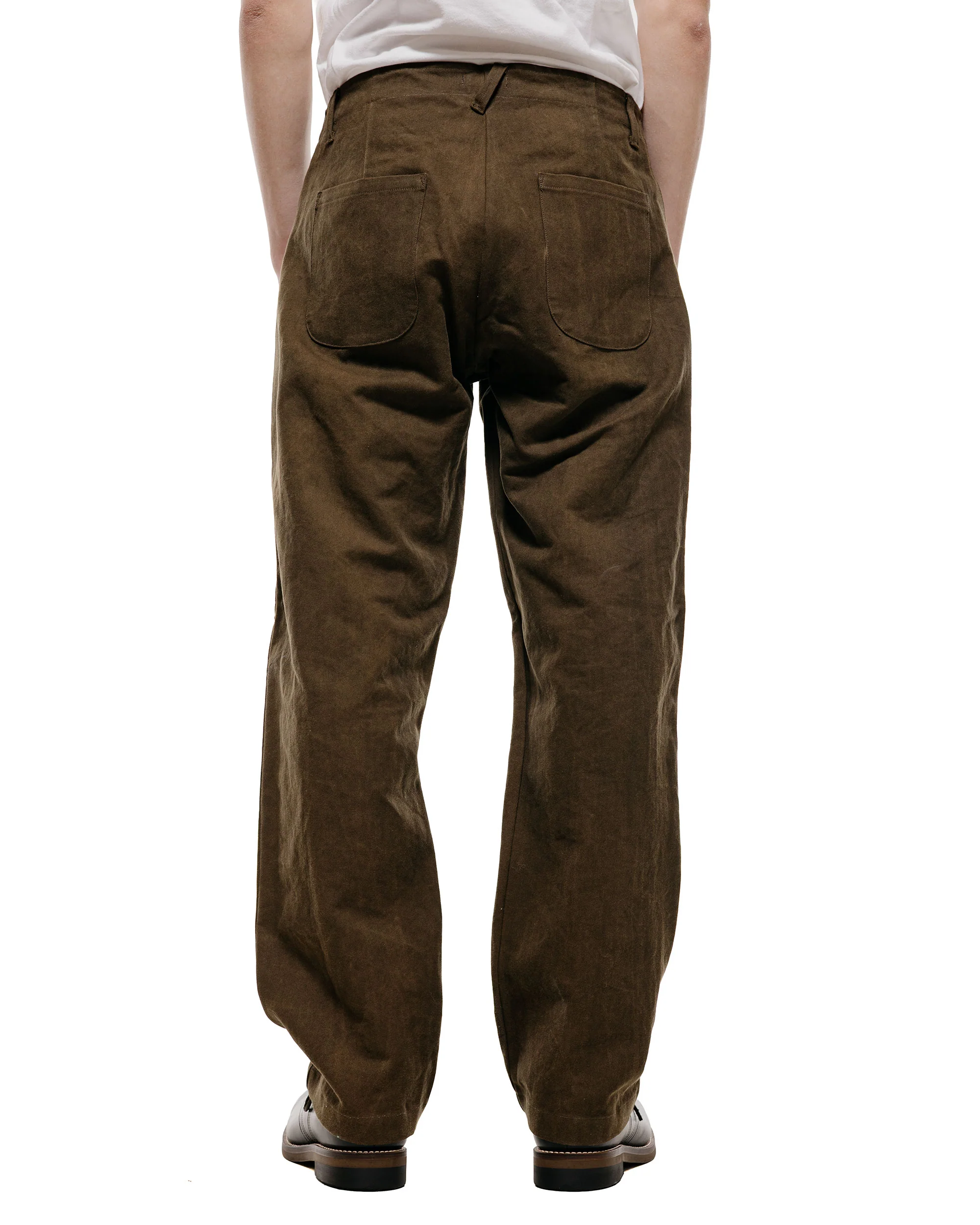 evan kinori Four Pocket Pant Cotton/Washi Canvas Dark Olive Sumi Ink Dye - Image 3