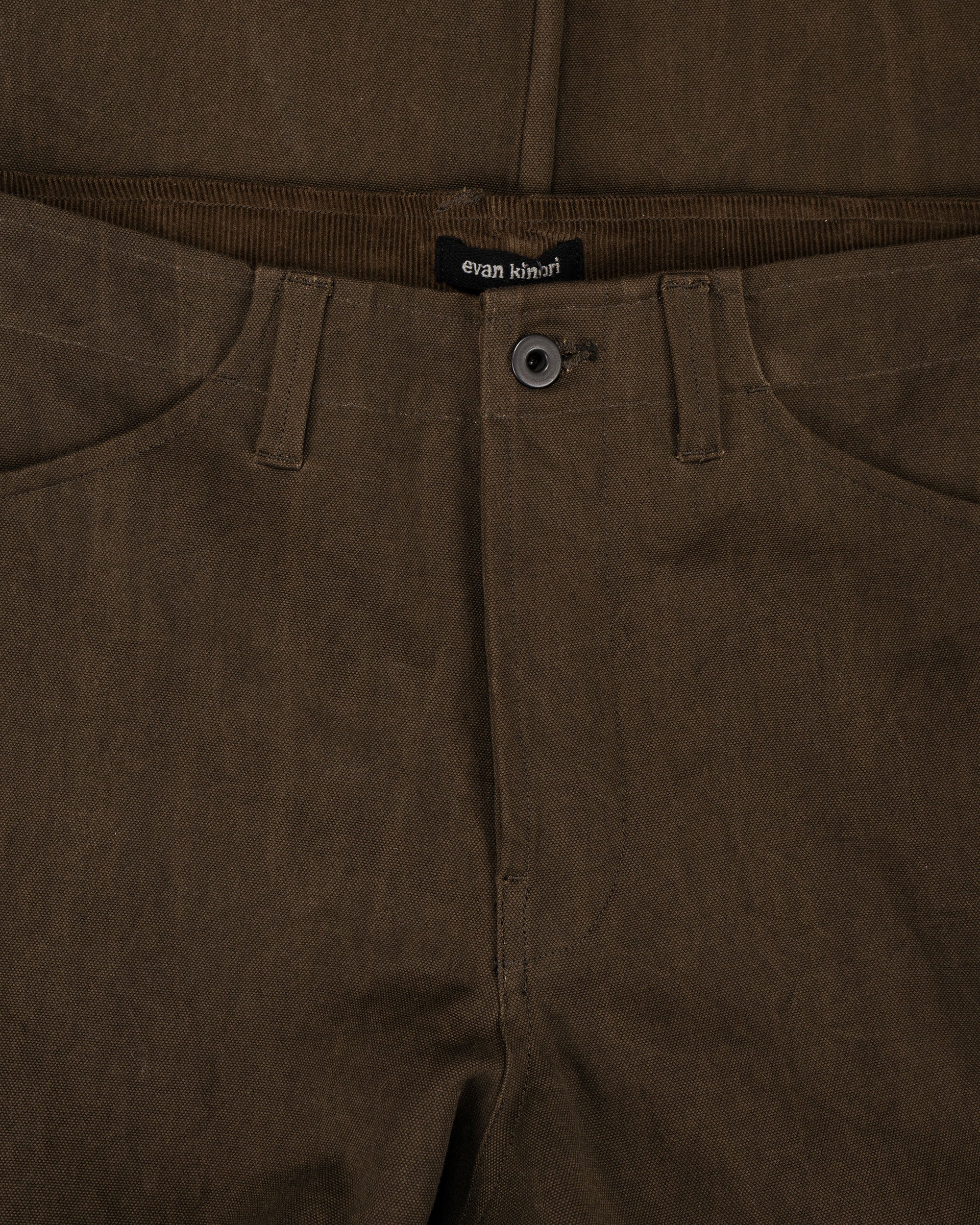 evan kinori Four Pocket Pant Cotton/Washi Canvas Dark Olive Sumi Ink Dye - Image 5