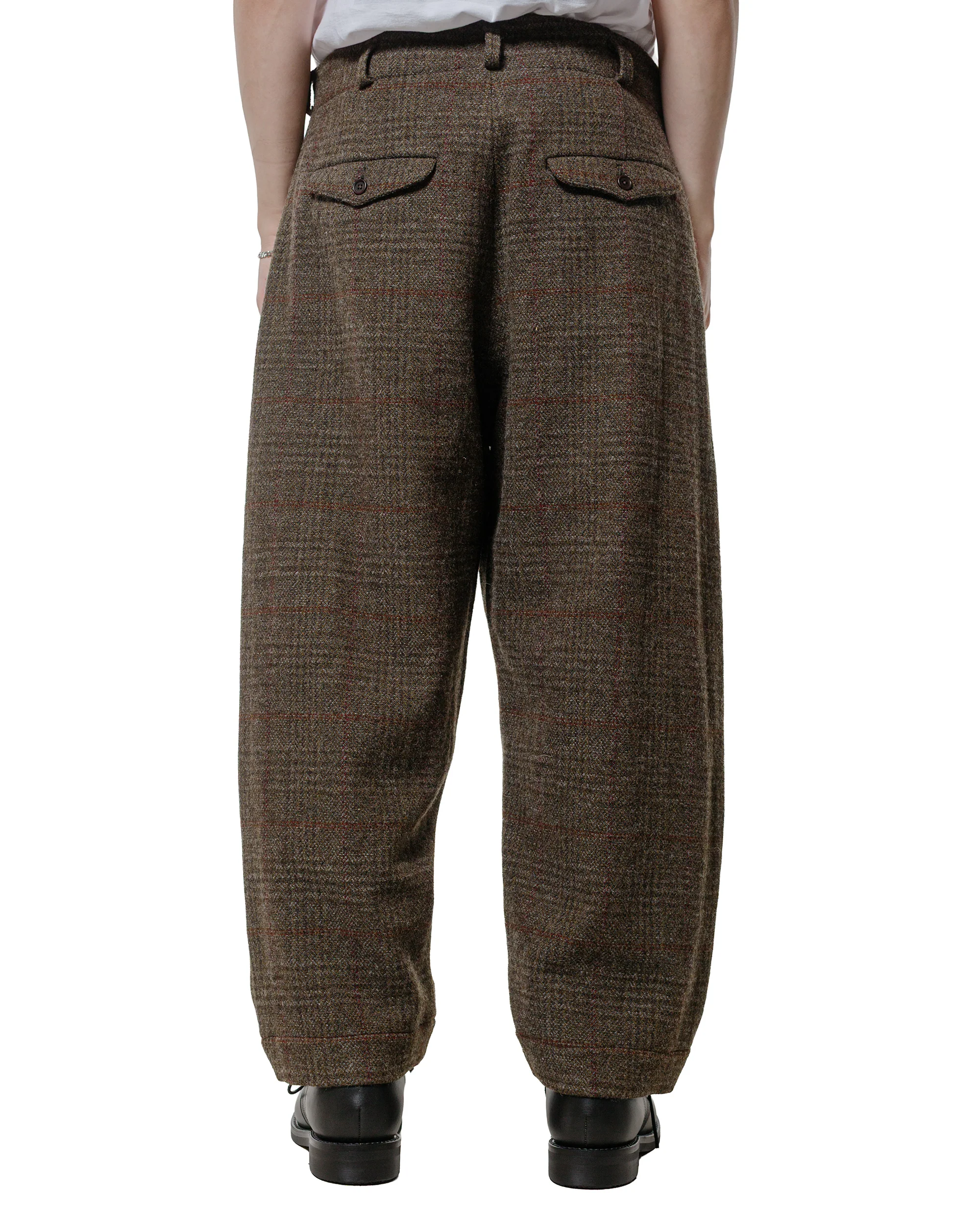 evan kinori Two Pleat Pant Wool Herringbone Check Dark Olive/Charcoal - Image 3