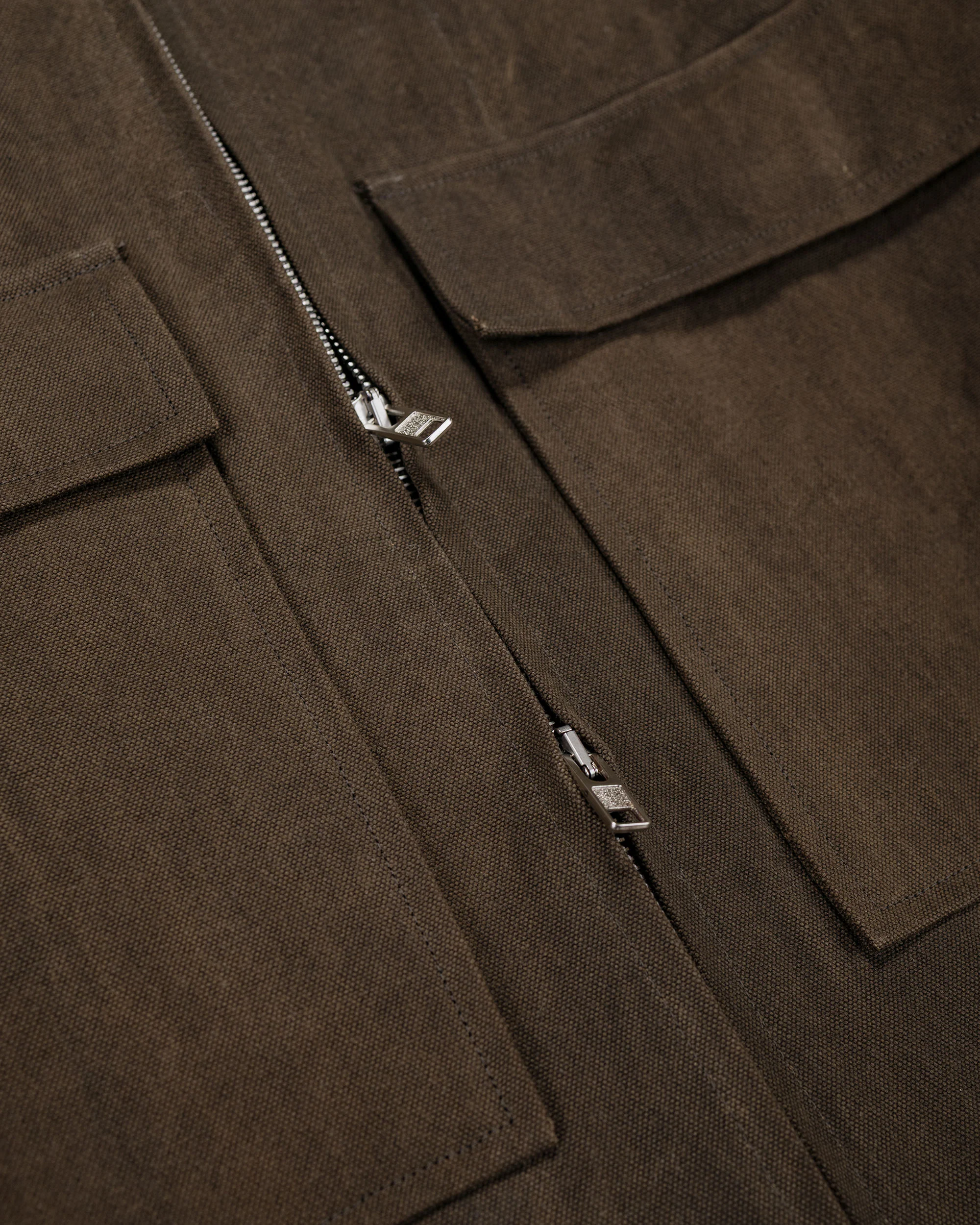 evan kinori Zip Jacket Cotton/Washi Canvas Dark Olive Sumi Ink Dye - Image 5