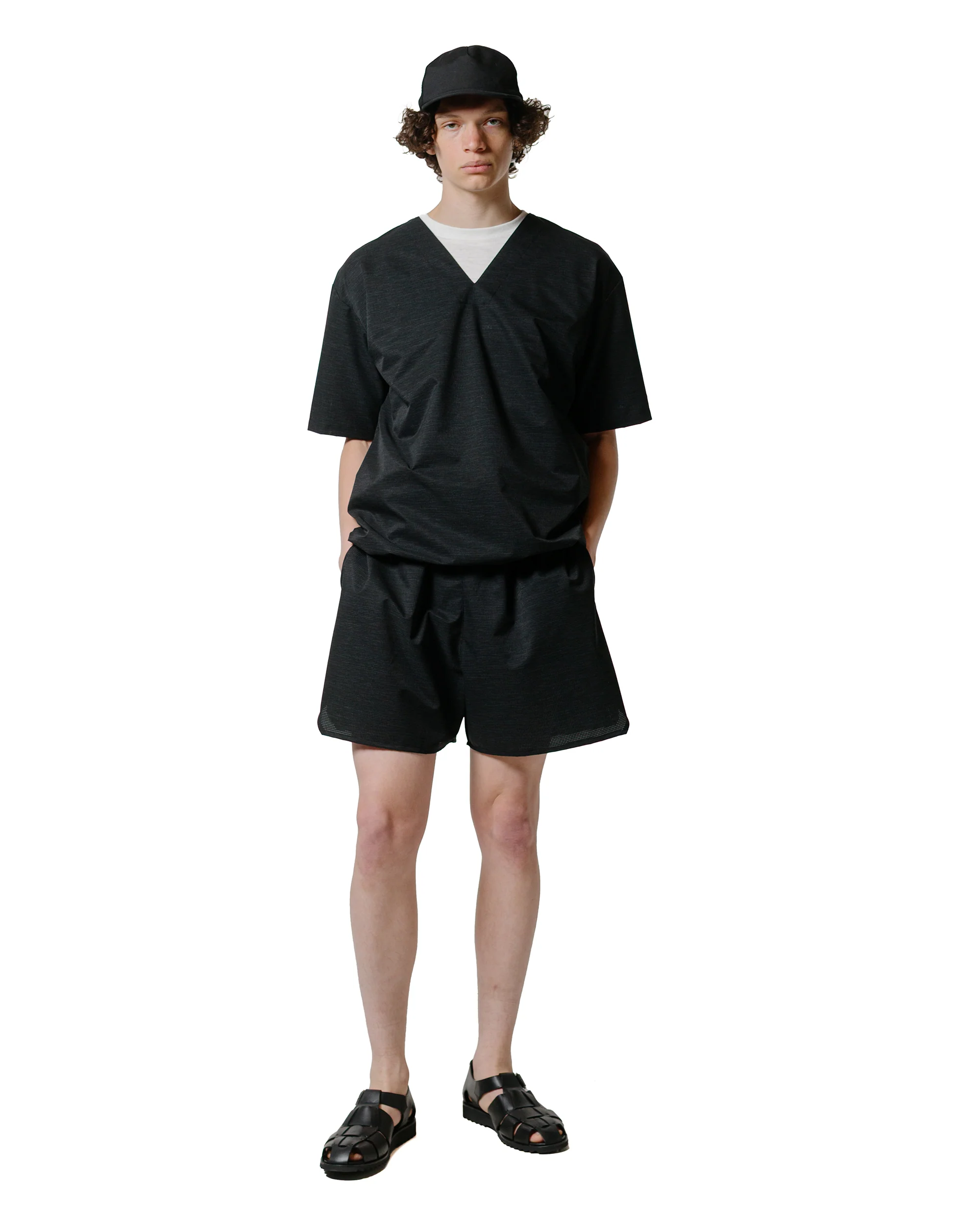 Found Feather MIL Spec Shorts Dot AIR Slub Linen Black - Image 4