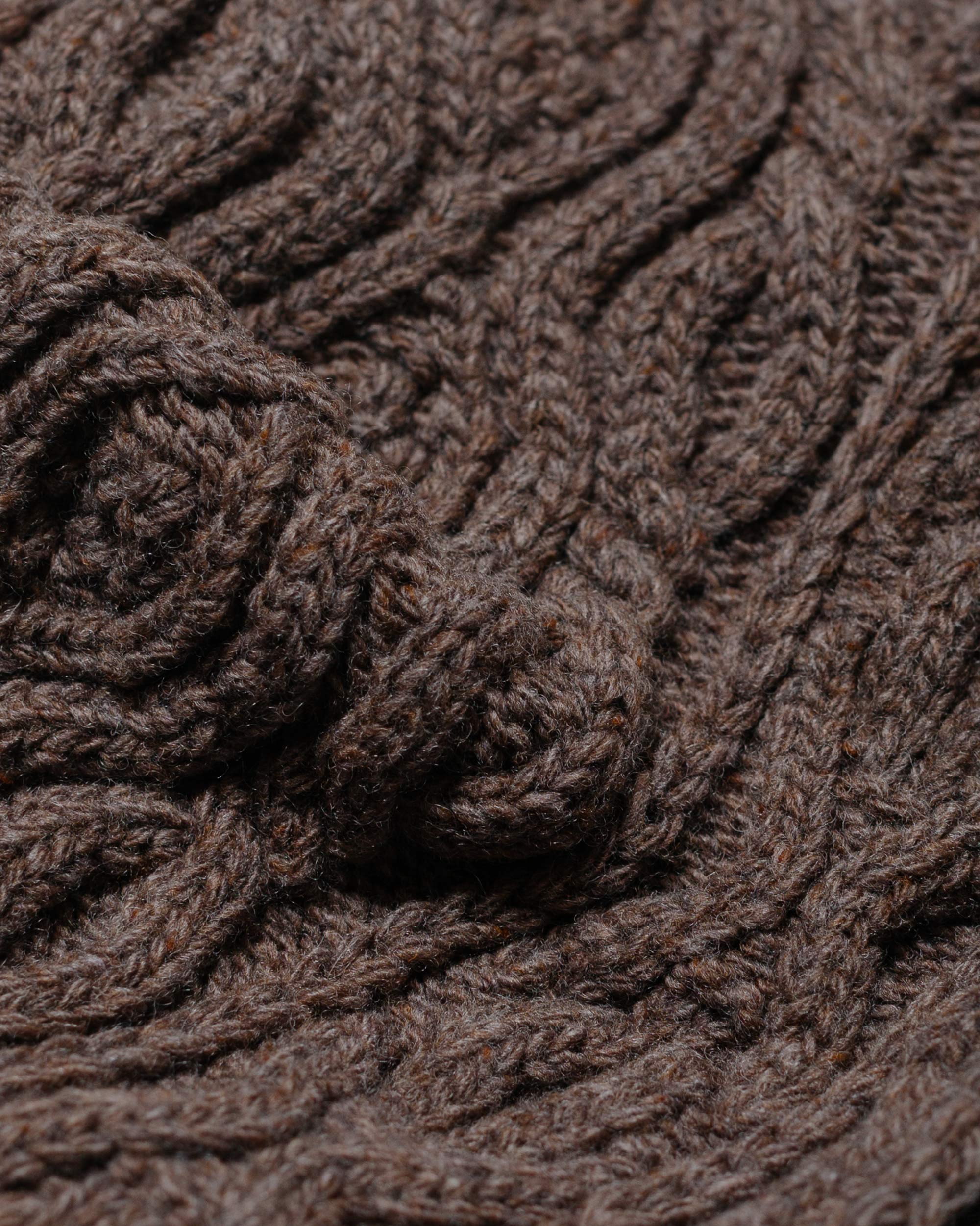 Found Feather Pom Pom Beanie Lambswool Brown - Image 2
