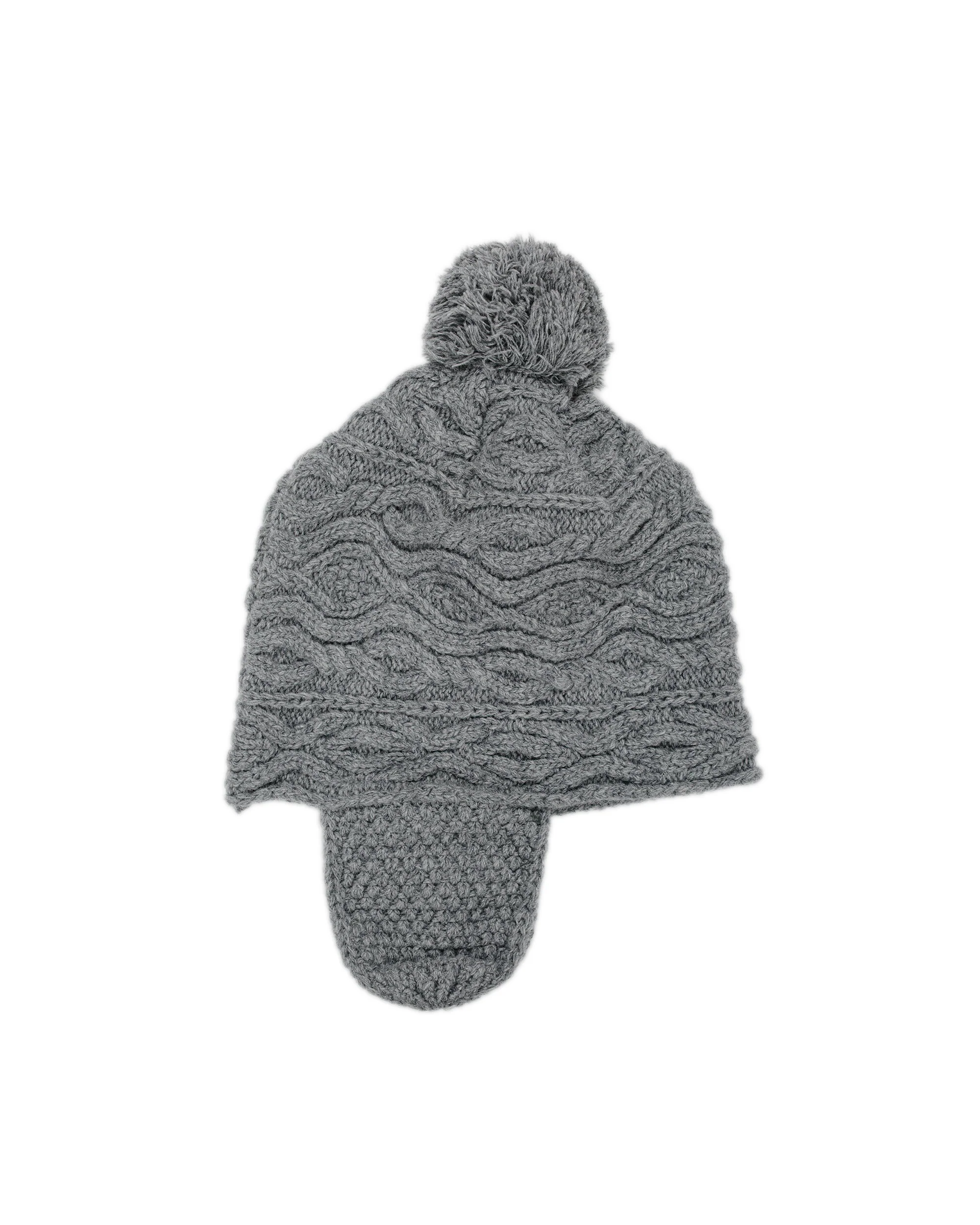 Found Feather Pom Pom Beanie Lambswool Grey - Image 2