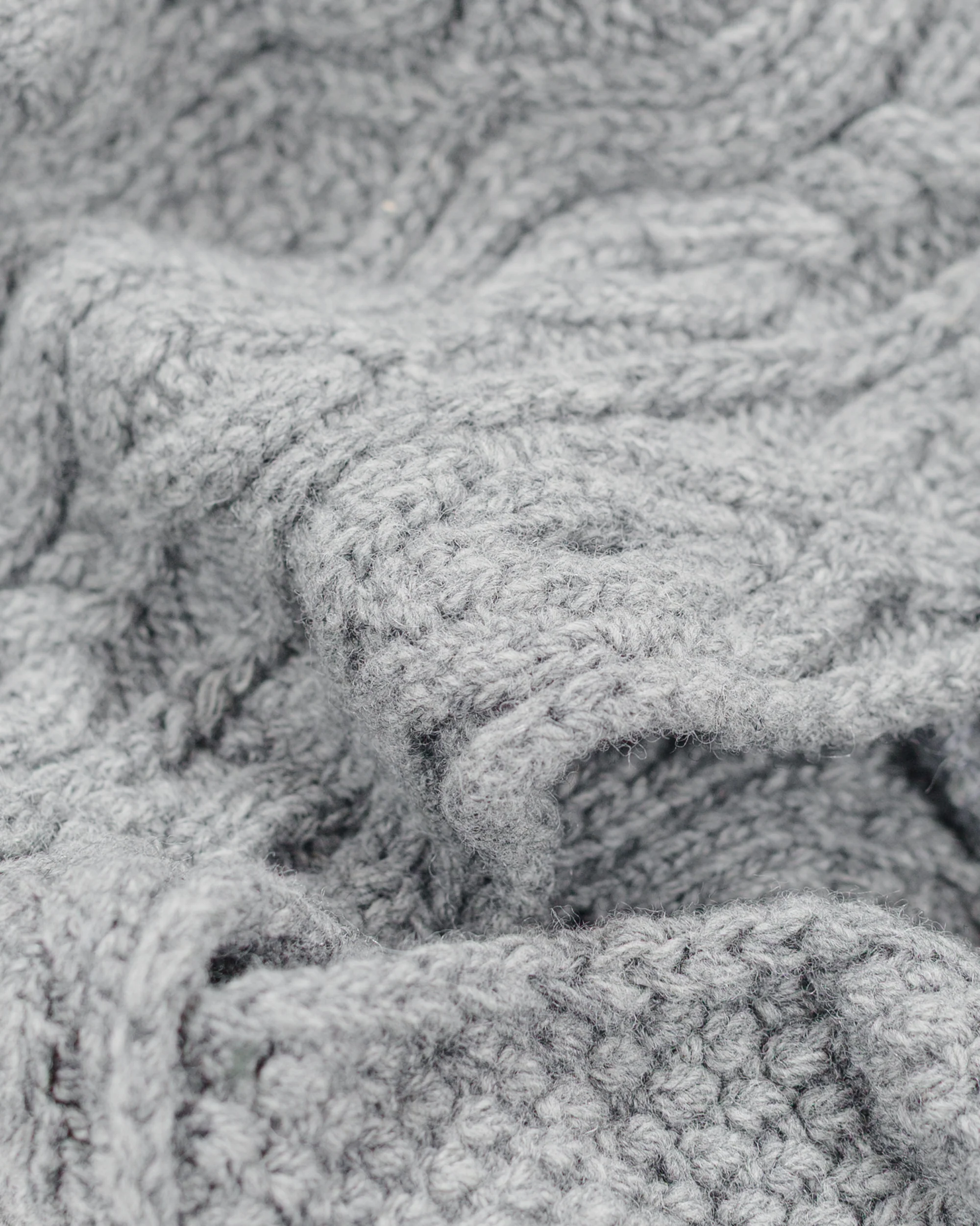 Found Feather Pom Pom Beanie Lambswool Grey - Image 3