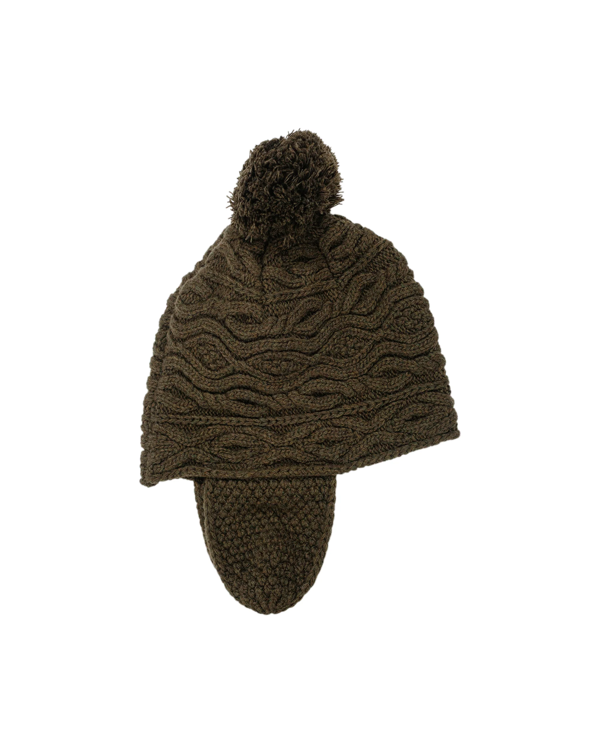 Found Feather Pom Pom Beanie Lambswool Olive - Image 2