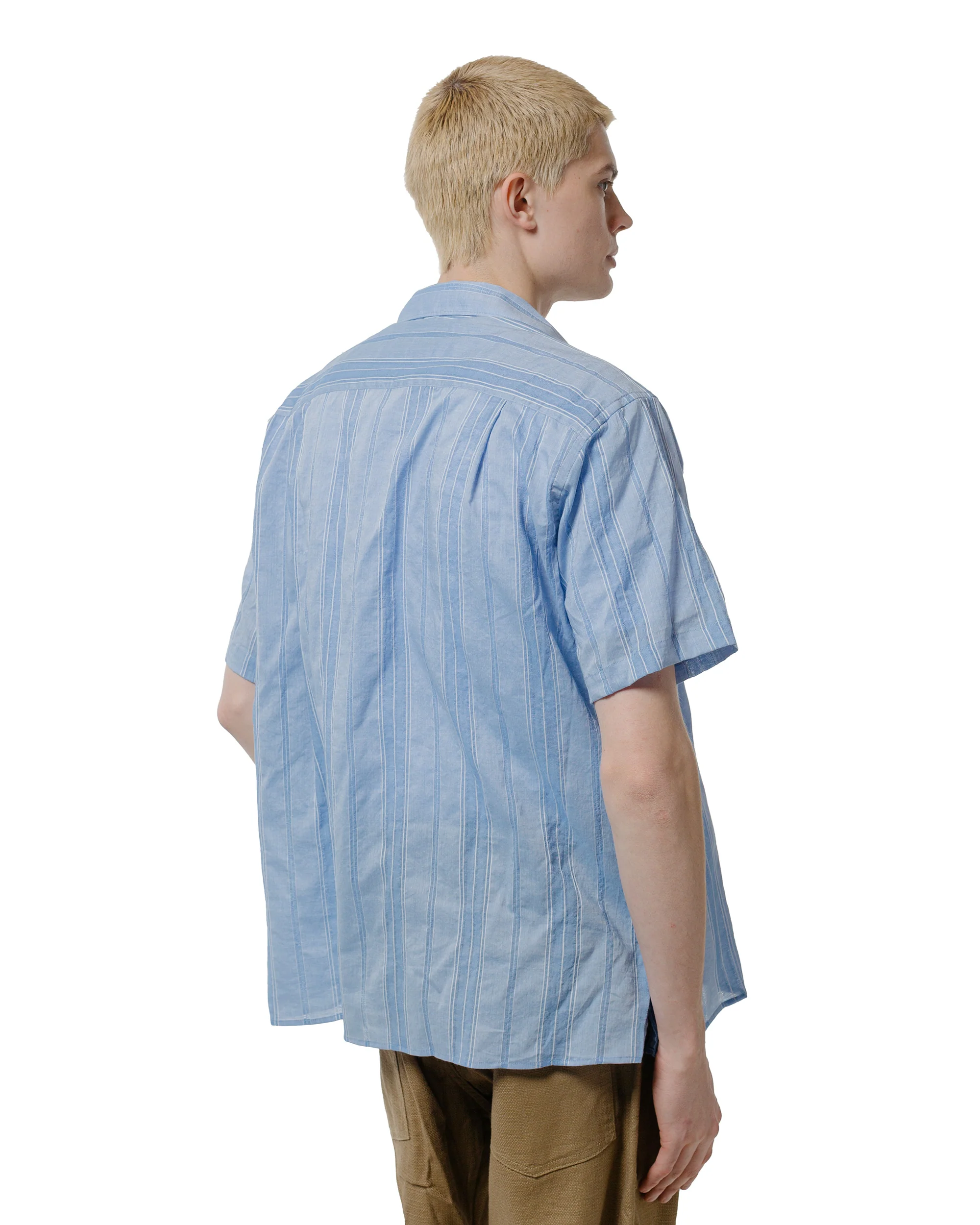 Gitman Vintage Bros. Blue Japanese Dobby Stripe Camp Shirt - Image 3