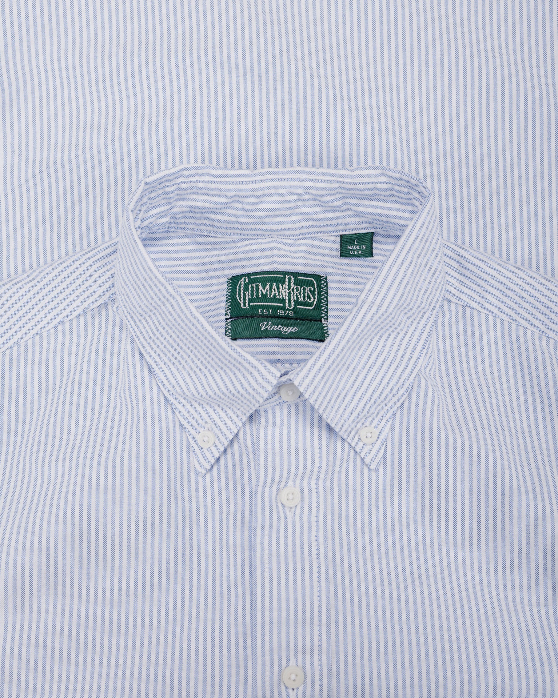 Gitman Vintage Bros. Blue Stripe Oxford Long Sleeve - Image 4