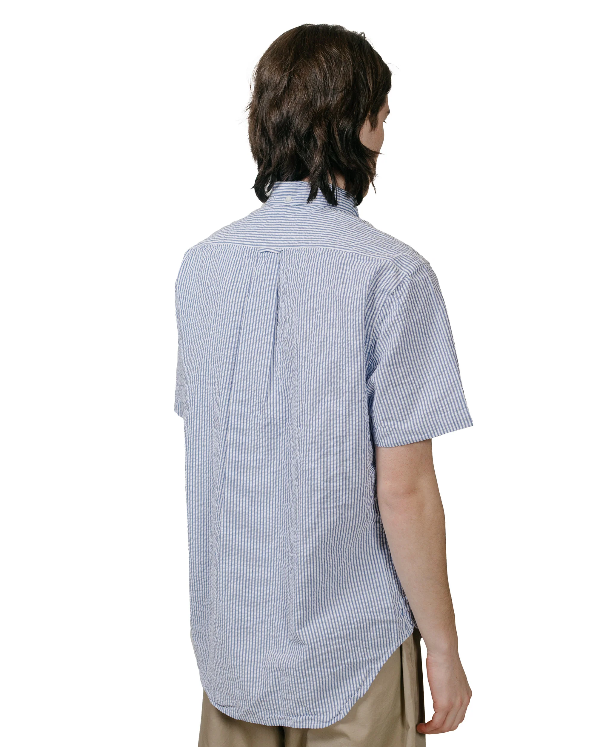 Gitman Vintage Bros. Blue Stripe Seersucker Short Sleeve Shirt - Image 3