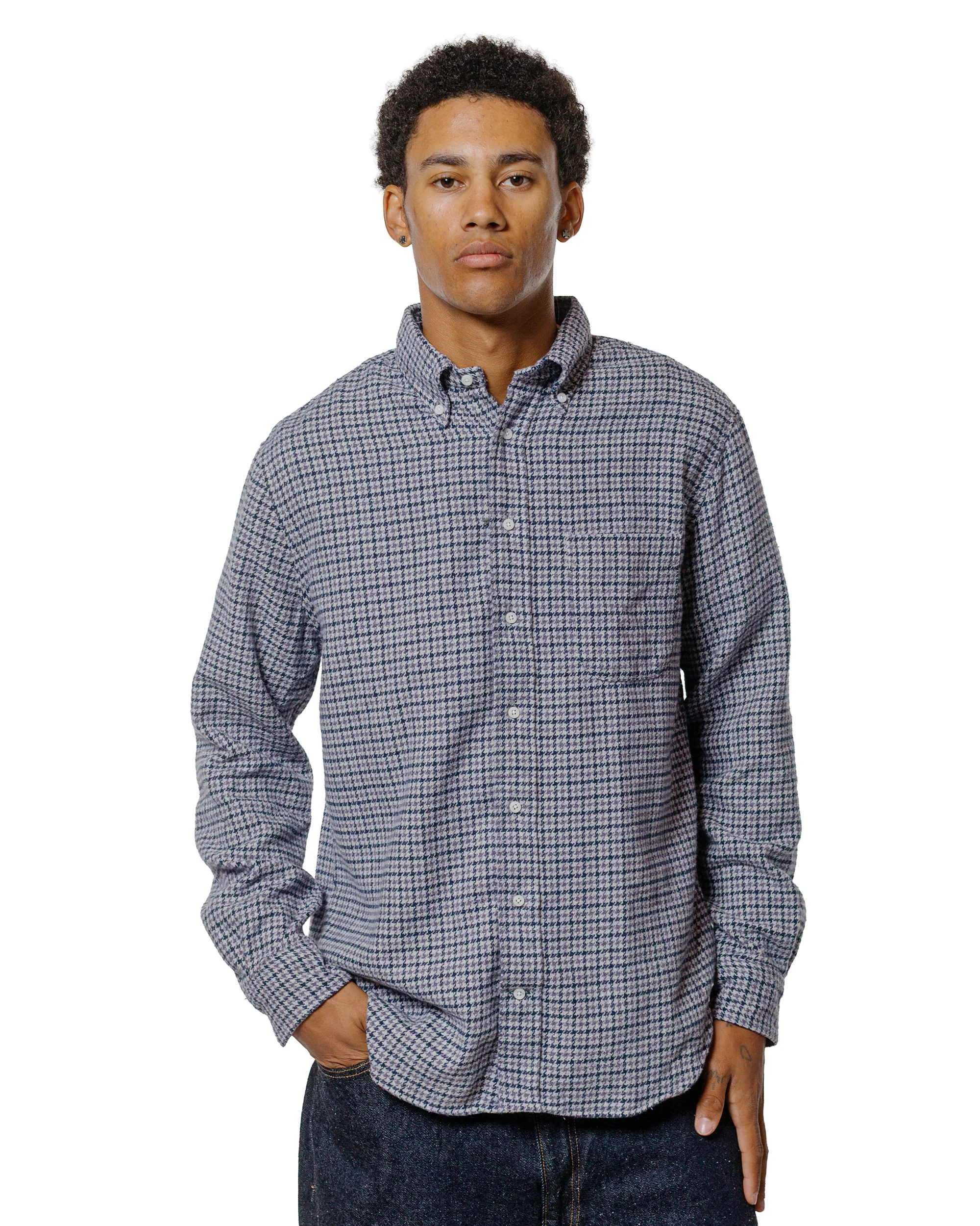 Gitman Vintage Bros. Grey Houndstooth Check Shirt - Image 2