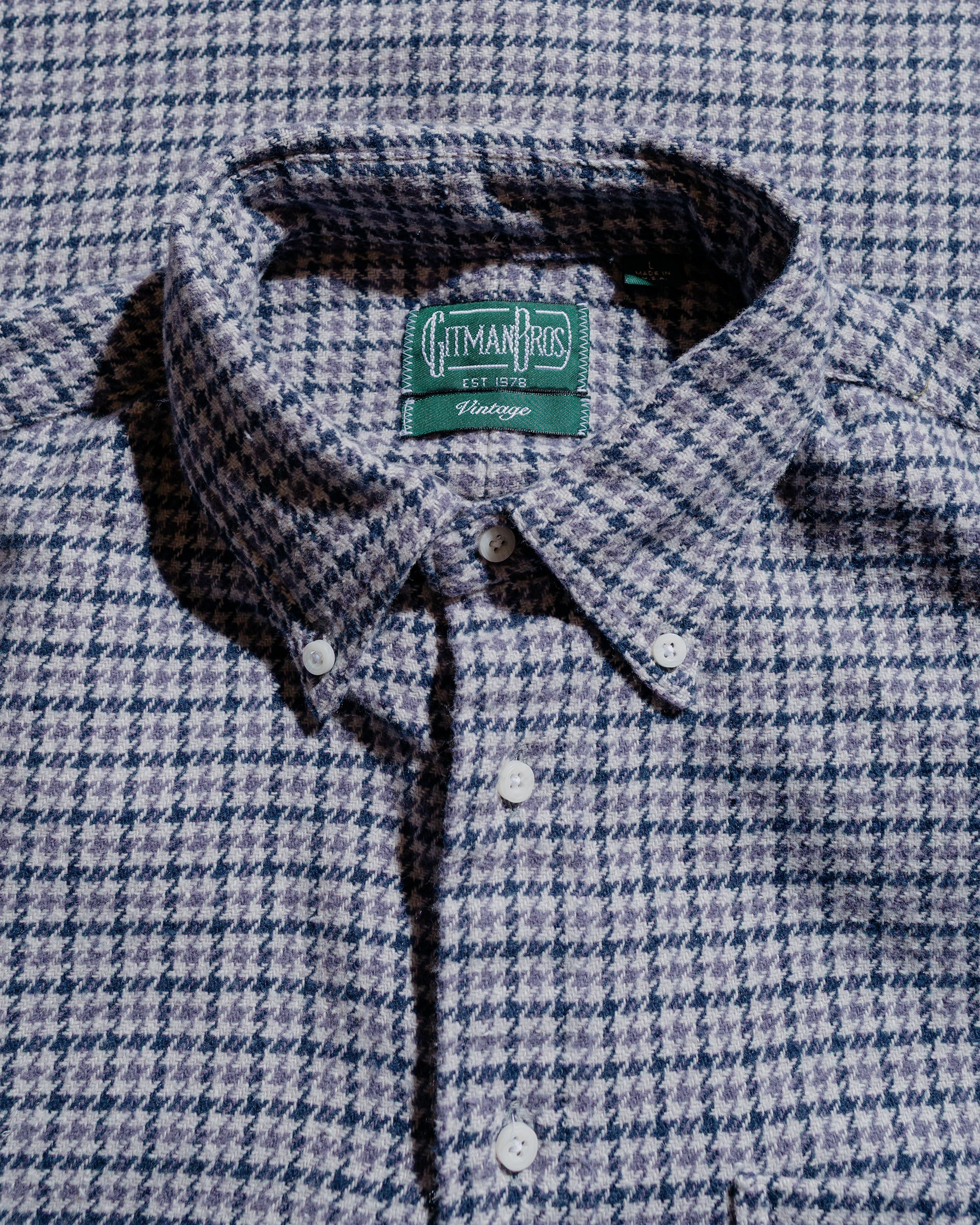 Gitman Vintage Bros. Grey Houndstooth Check Shirt - Image 4