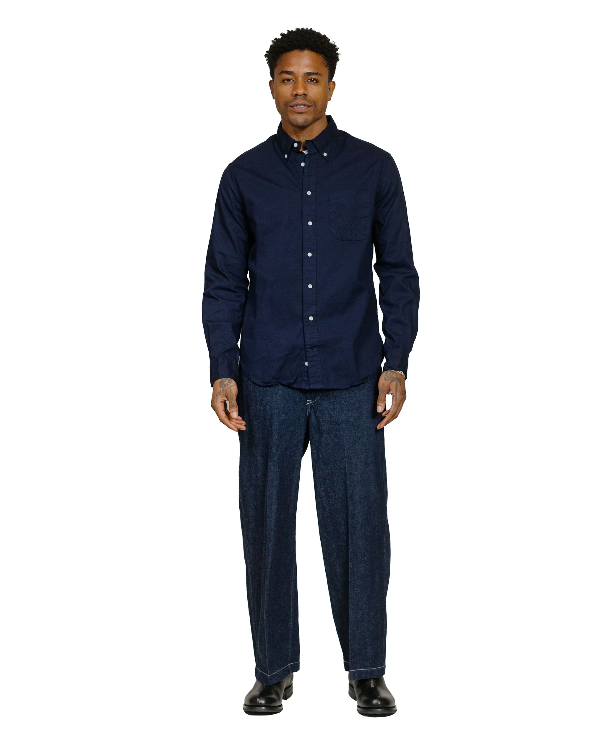 Gitman Vintage Bros. Long Sleeve Navy Overdye Oxford - Image 4