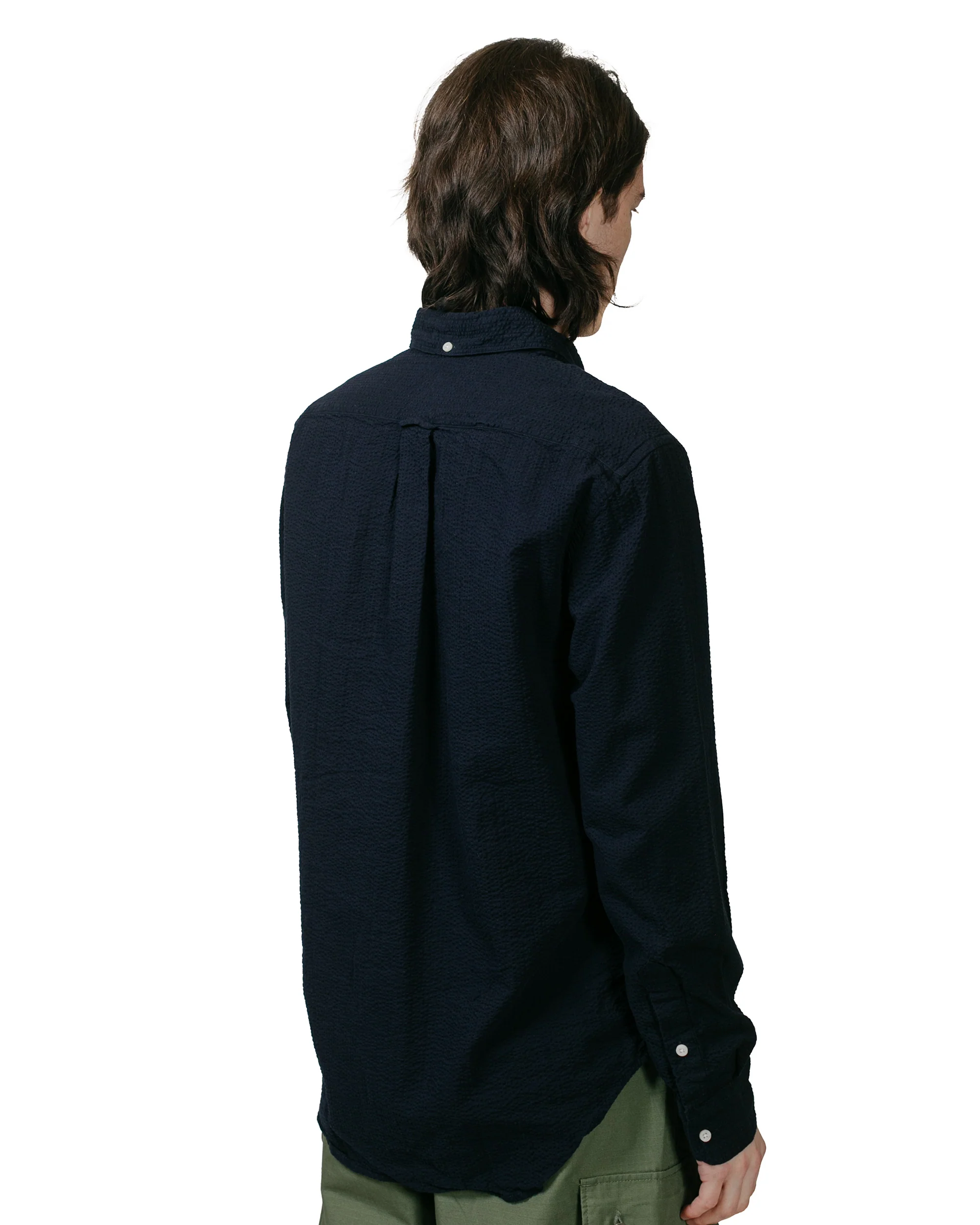 Gitman Vintage Bros. Navy Overdye Seersucker Shirt - Image 3