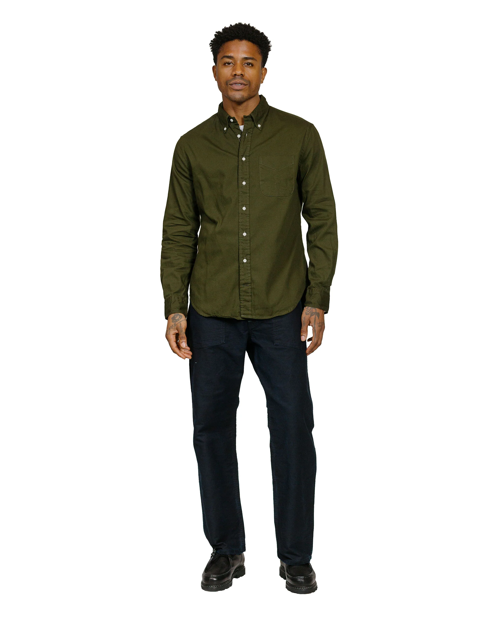 Gitman Vintage Bros. Long Sleeve Olive Overdye Oxford - Image 4