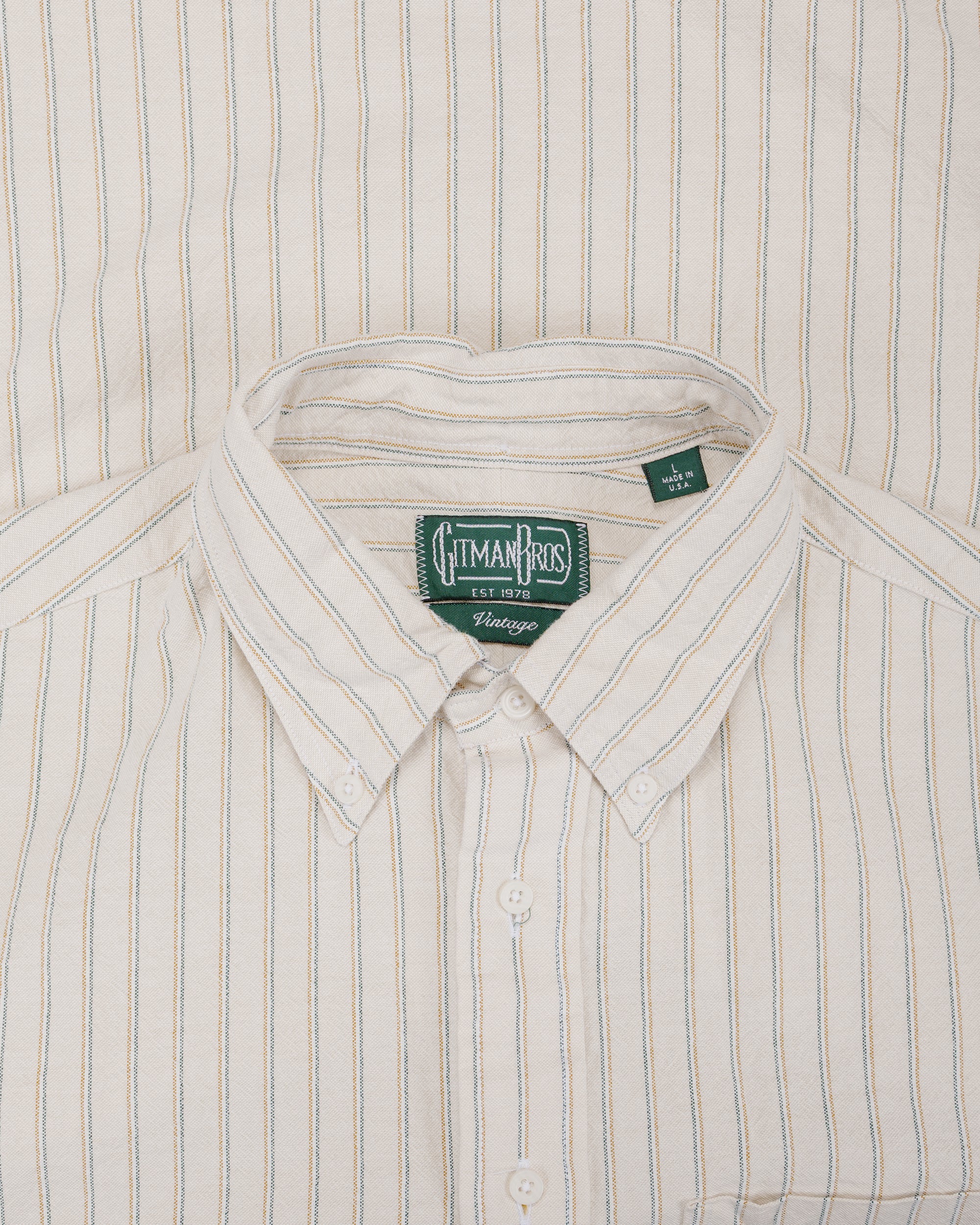Gitman Vintage Bros. Tan Japanese Striped Oxford - Image 4