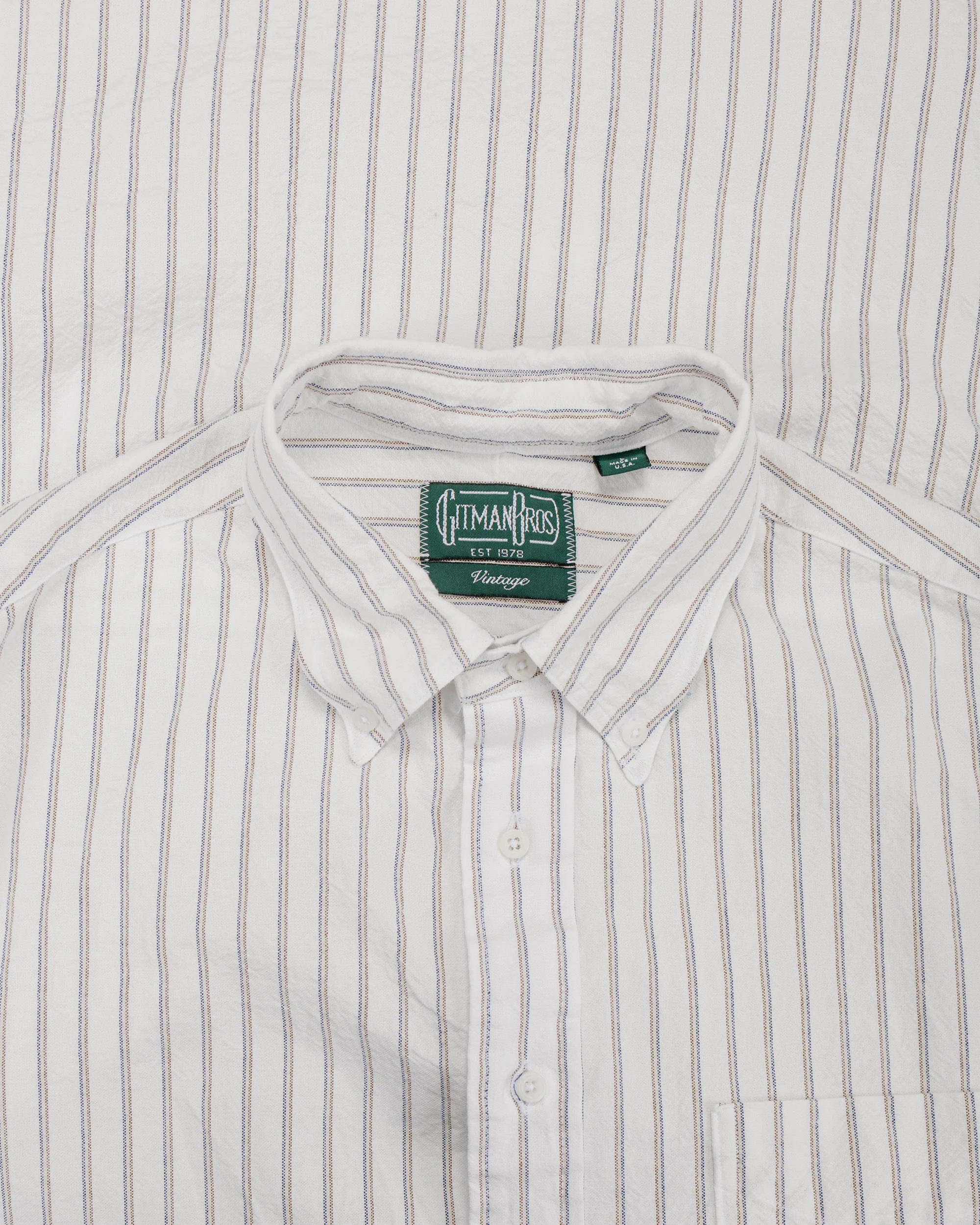 Gitman Vintage Bros. White Japanese Striped Oxford - Image 4