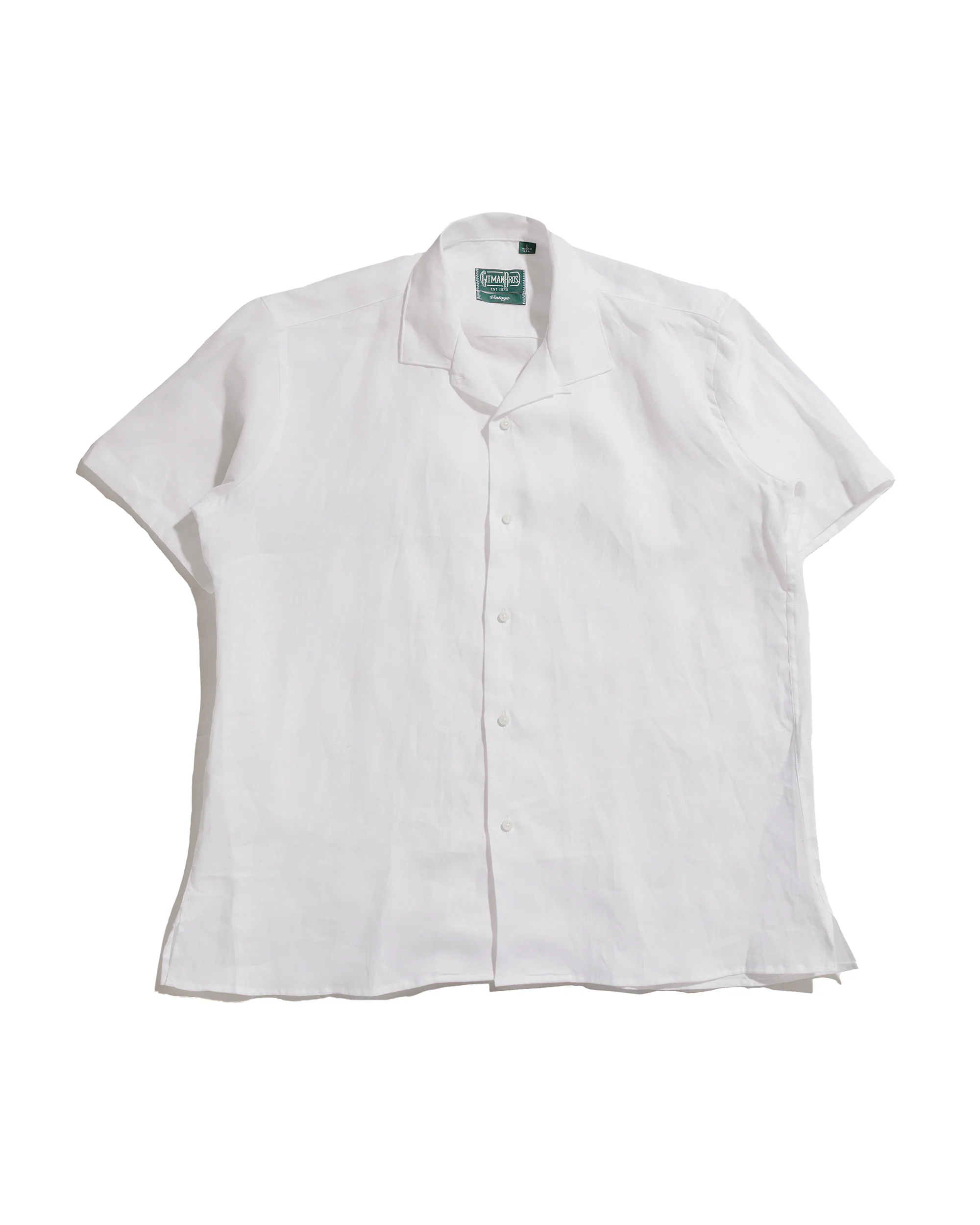 Gitman Vintage Bros. White Linen Short Sleeve Camp Shirt