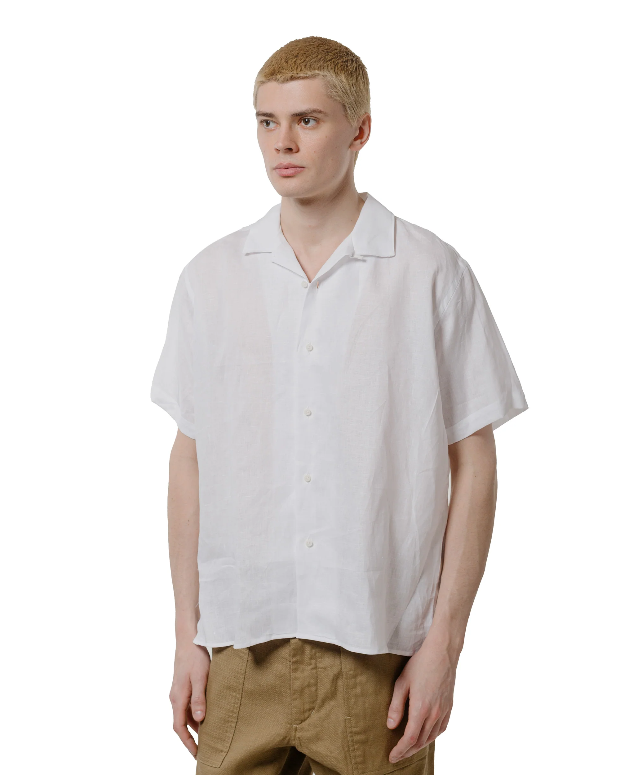 Gitman Vintage Bros. White Linen Short Sleeve Camp Shirt - Image 2
