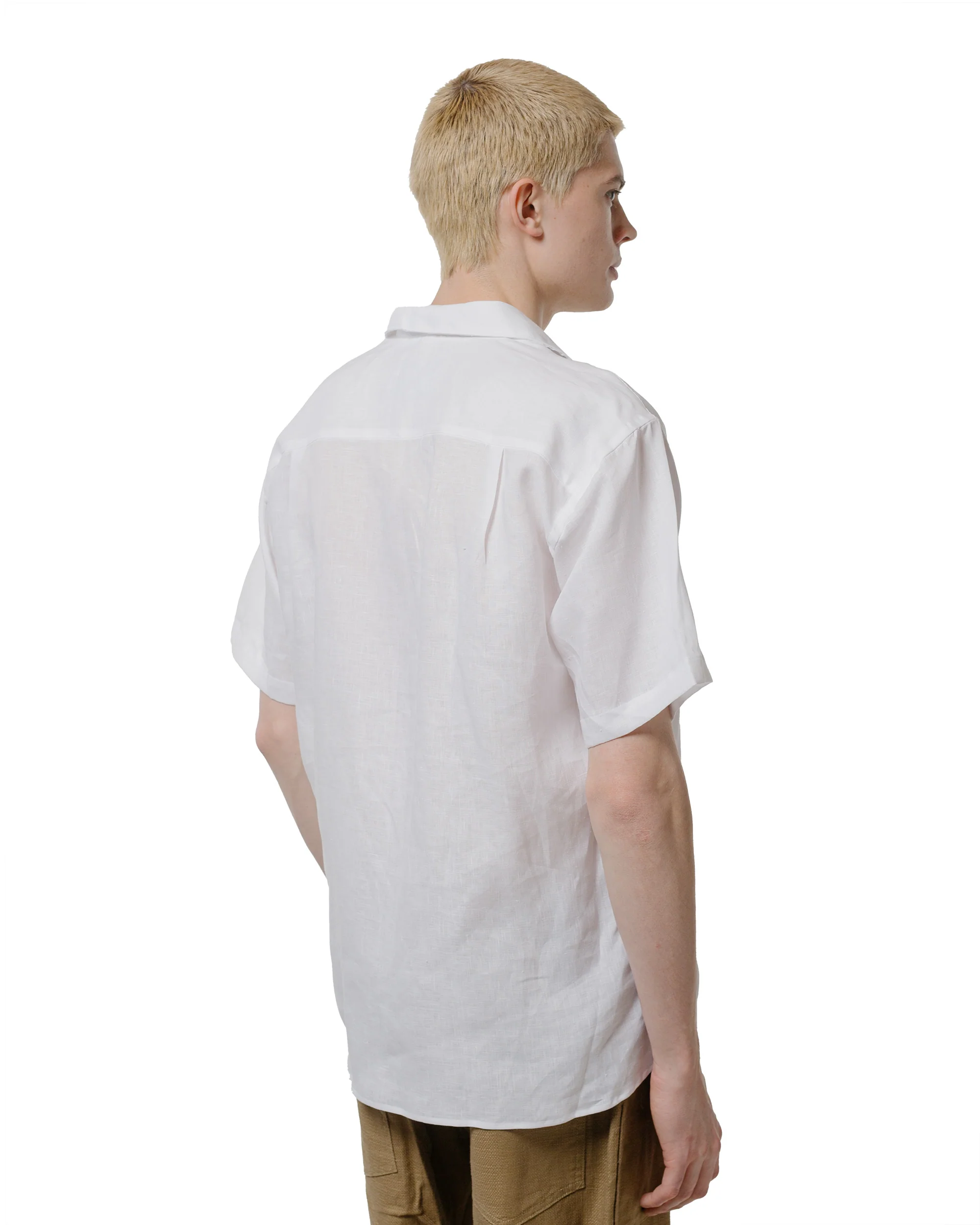 Gitman Vintage Bros. White Linen Short Sleeve Camp Shirt - Image 3