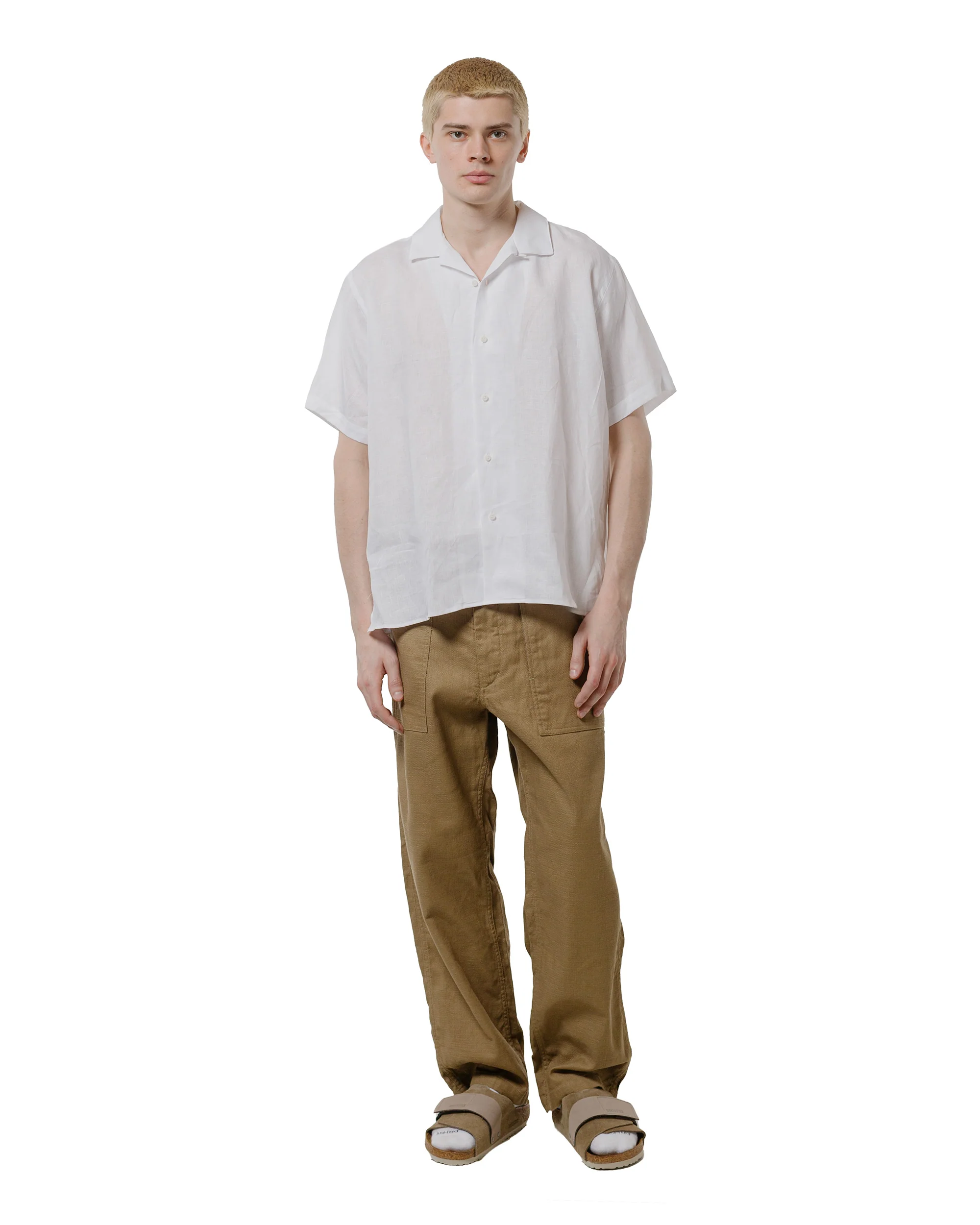 Gitman Vintage Bros. White Linen Short Sleeve Camp Shirt - Image 4